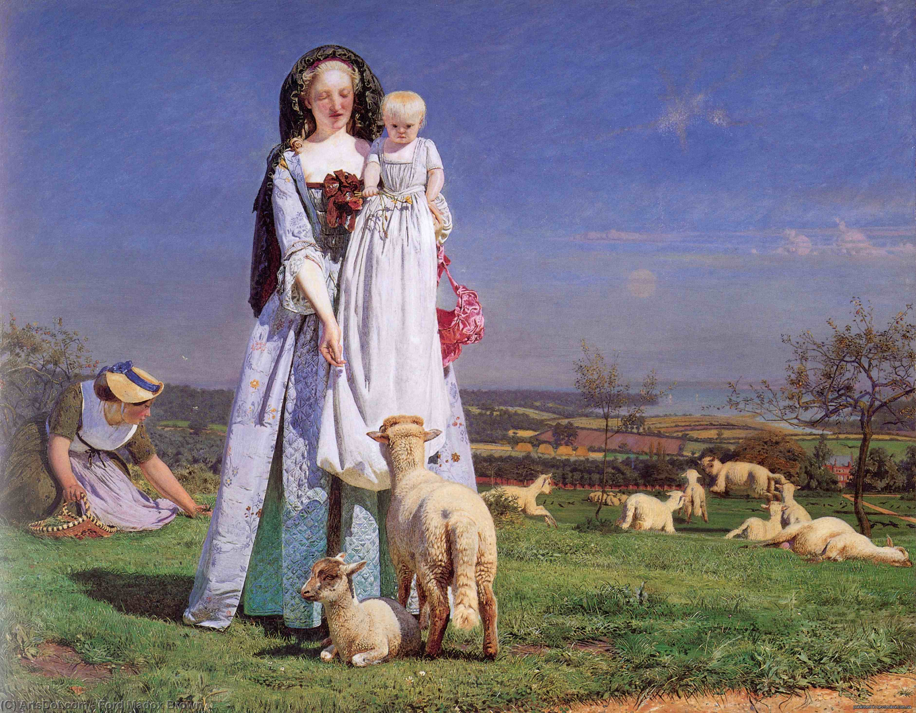 Wikioo.org - The Encyclopedia of Fine Arts - Painting, Artwork by Ford Madox Brown - Pretty Baa-Lambs