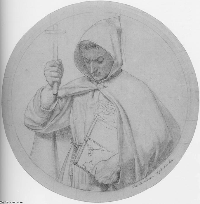 Wikioo.org - The Encyclopedia of Fine Arts - Painting, Artwork by Ford Madox Brown - Study of a Monk, representing Catholic Faith