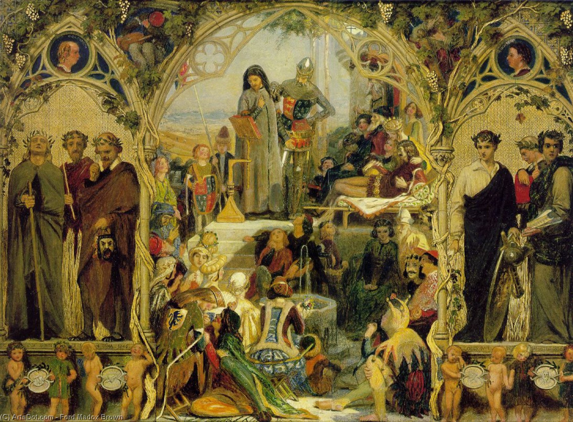 Wikioo.org - The Encyclopedia of Fine Arts - Painting, Artwork by Ford Madox Brown - The Seeds and Fruit of English Poetry
