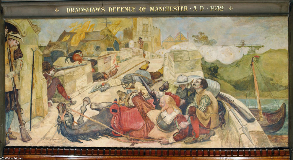 WikiOO.org - Encyclopedia of Fine Arts - Festés, Grafika Ford Madox Brown - Bradshaw's defence of Manchester