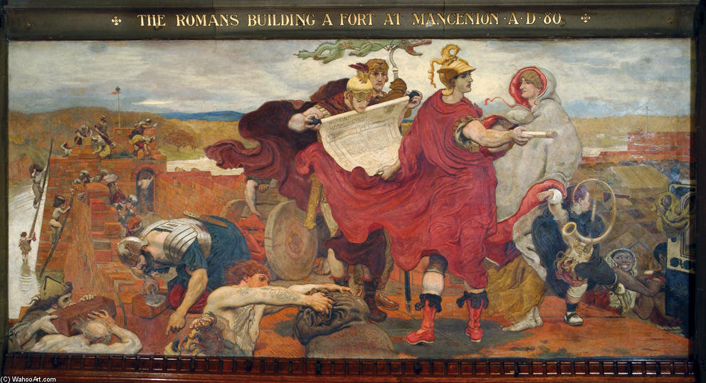 Wikioo.org - Die Enzyklopädie bildender Kunst - Malerei, Kunstwerk von Ford Madox Brown - Die Römer Bau einer Festung am Mancenion