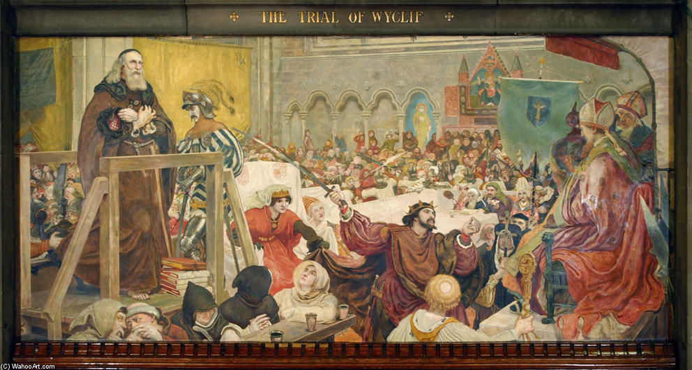 WikiOO.org - Encyclopedia of Fine Arts - Festés, Grafika Ford Madox Brown - The Trial of Wycliffe A.D.