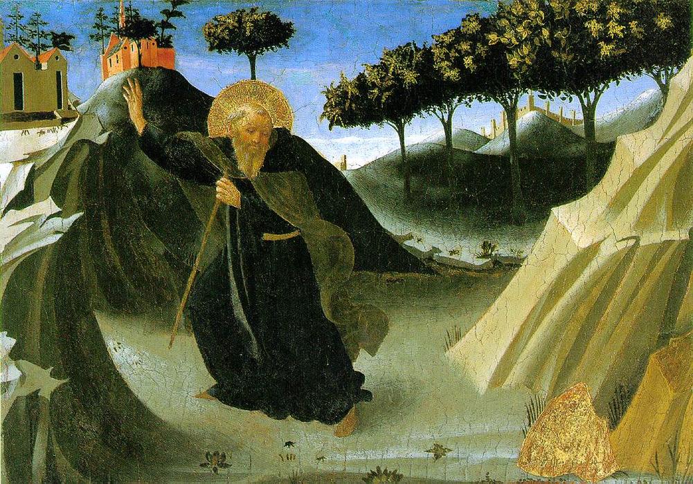 WikiOO.org - Encyclopedia of Fine Arts - Lukisan, Artwork Fra Angelico - Saint Anthony the Abbot Tempted by a Lump of Gold