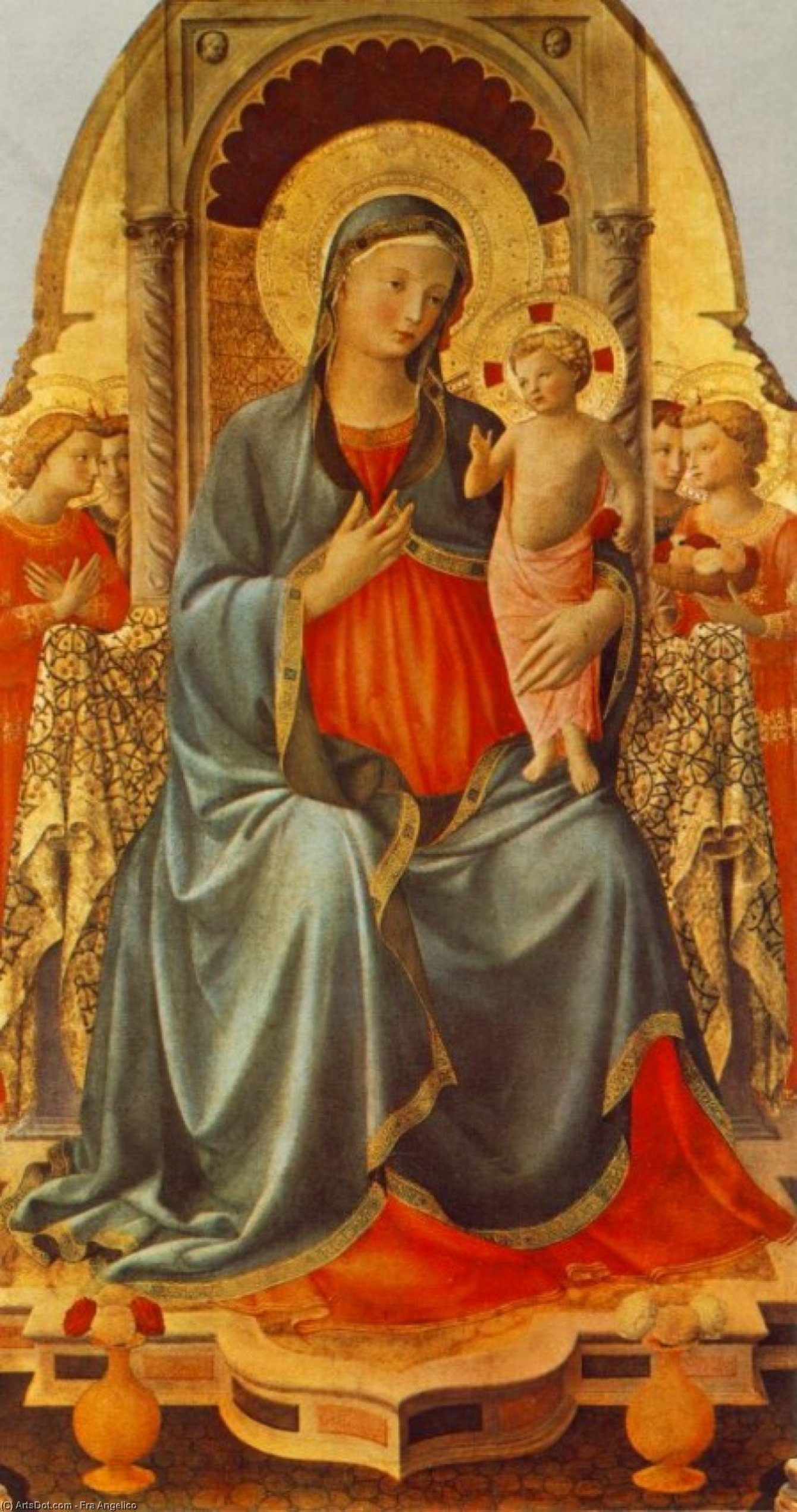 Wikoo.org - موسوعة الفنون الجميلة - اللوحة، العمل الفني Fra Angelico - Madonna with the Child and Angels