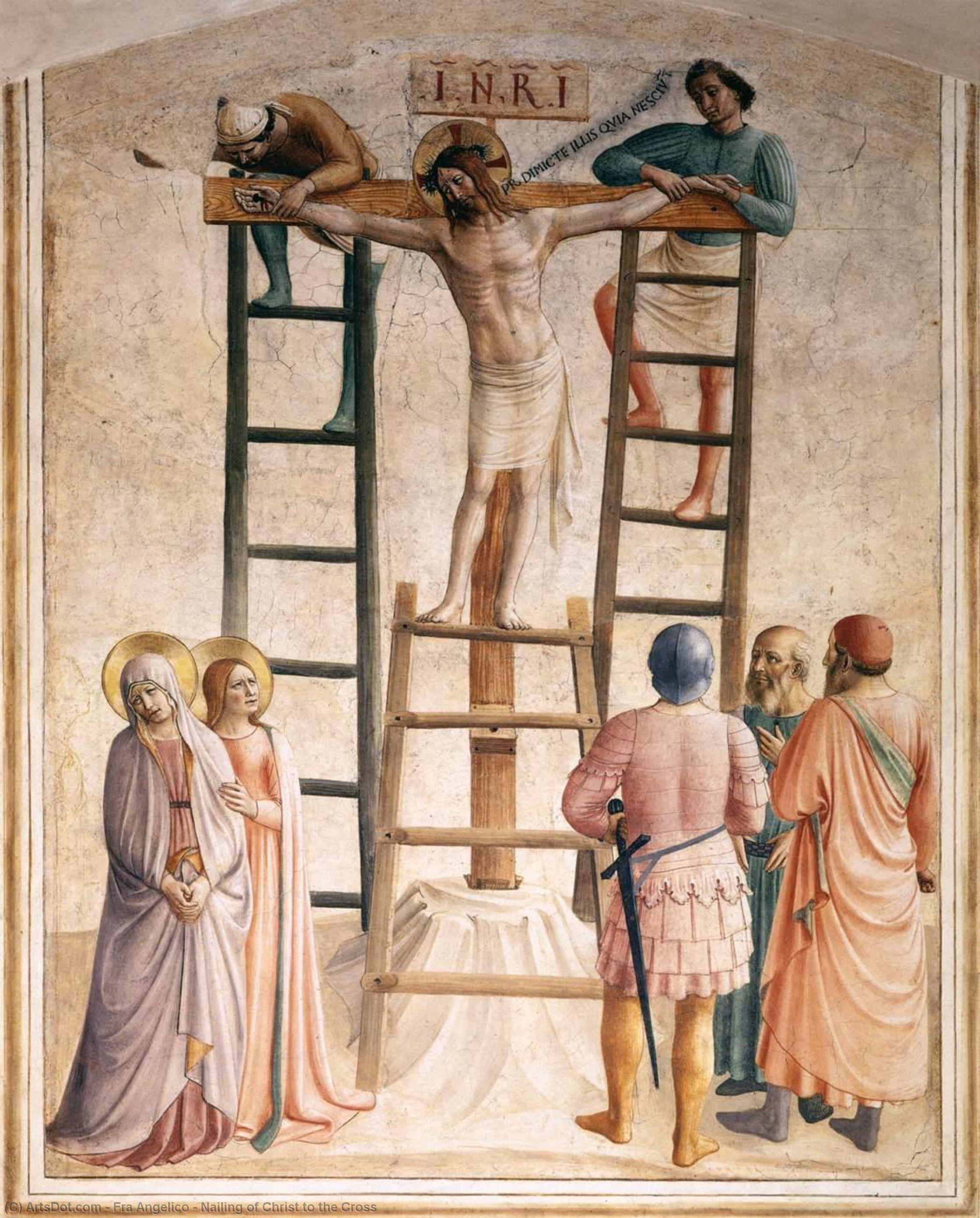 Wikioo.org – L'Encyclopédie des Beaux Arts - Peinture, Oeuvre de Fra Angelico - Cloutage de  jésus christ  à  au  Traverser