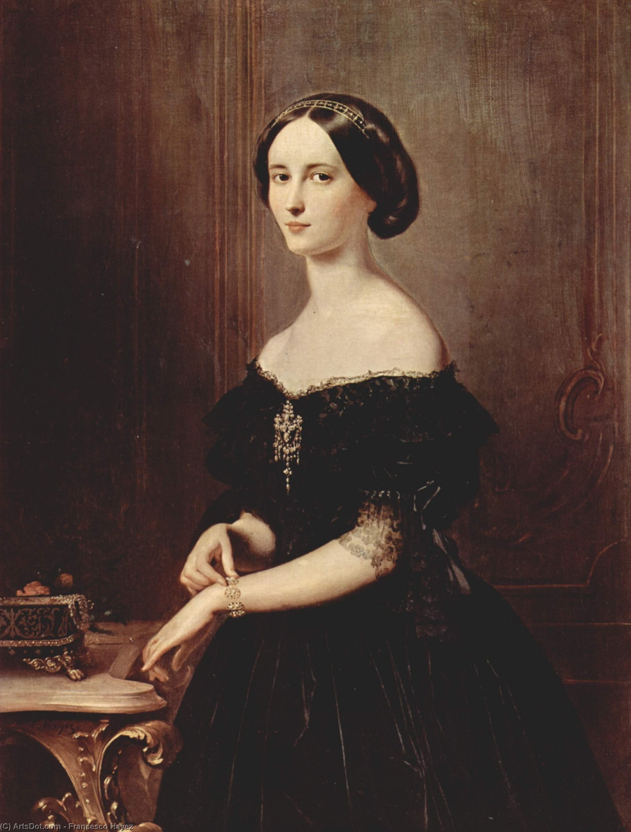 WikiOO.org - Енциклопедия за изящни изкуства - Живопис, Произведения на изкуството Francesco Hayez - Portrait of a Venetian woman