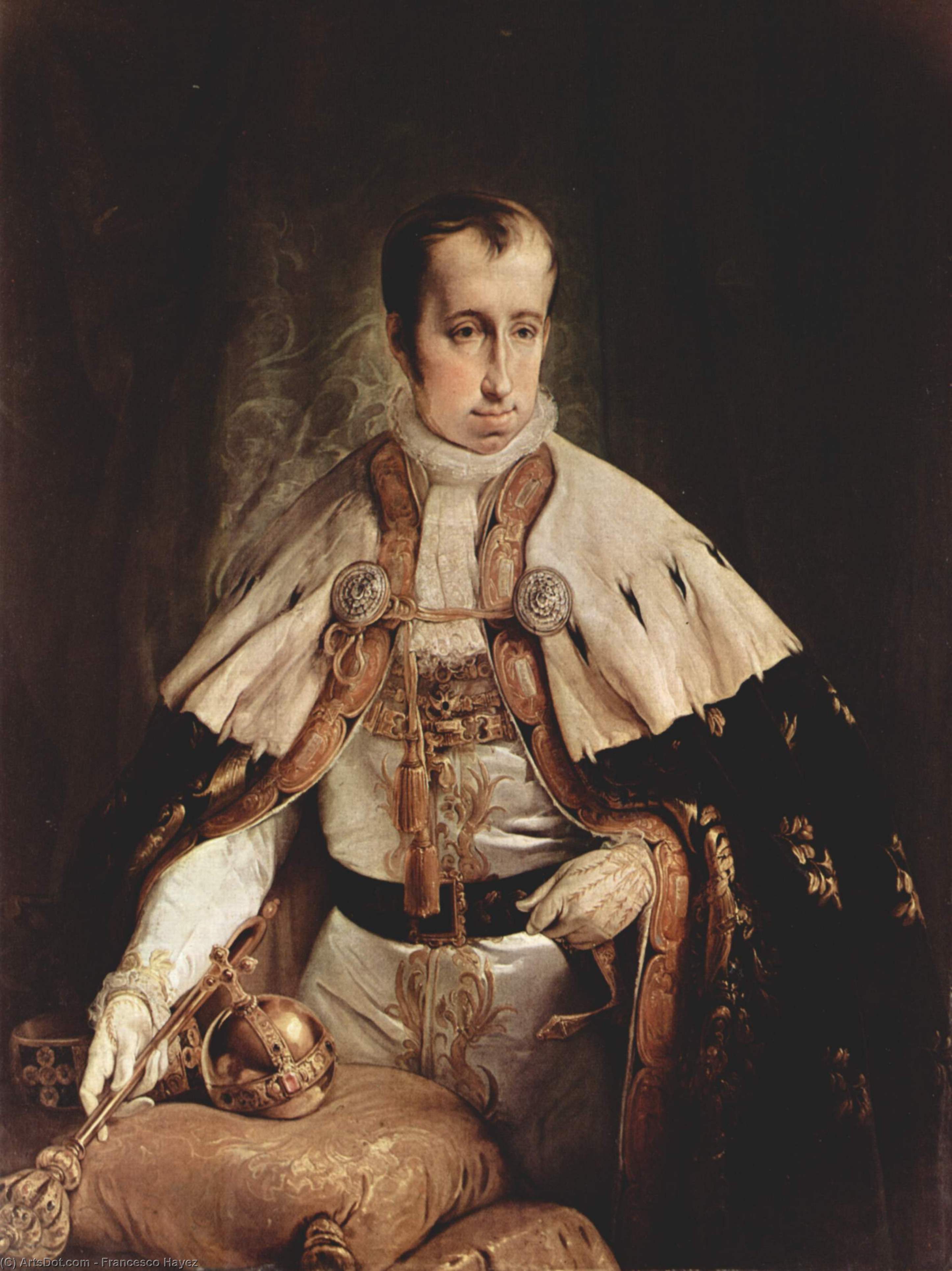 Wikioo.org – La Enciclopedia de las Bellas Artes - Pintura, Obras de arte de Francesco Hayez - Retrato de Fernando I de Austria