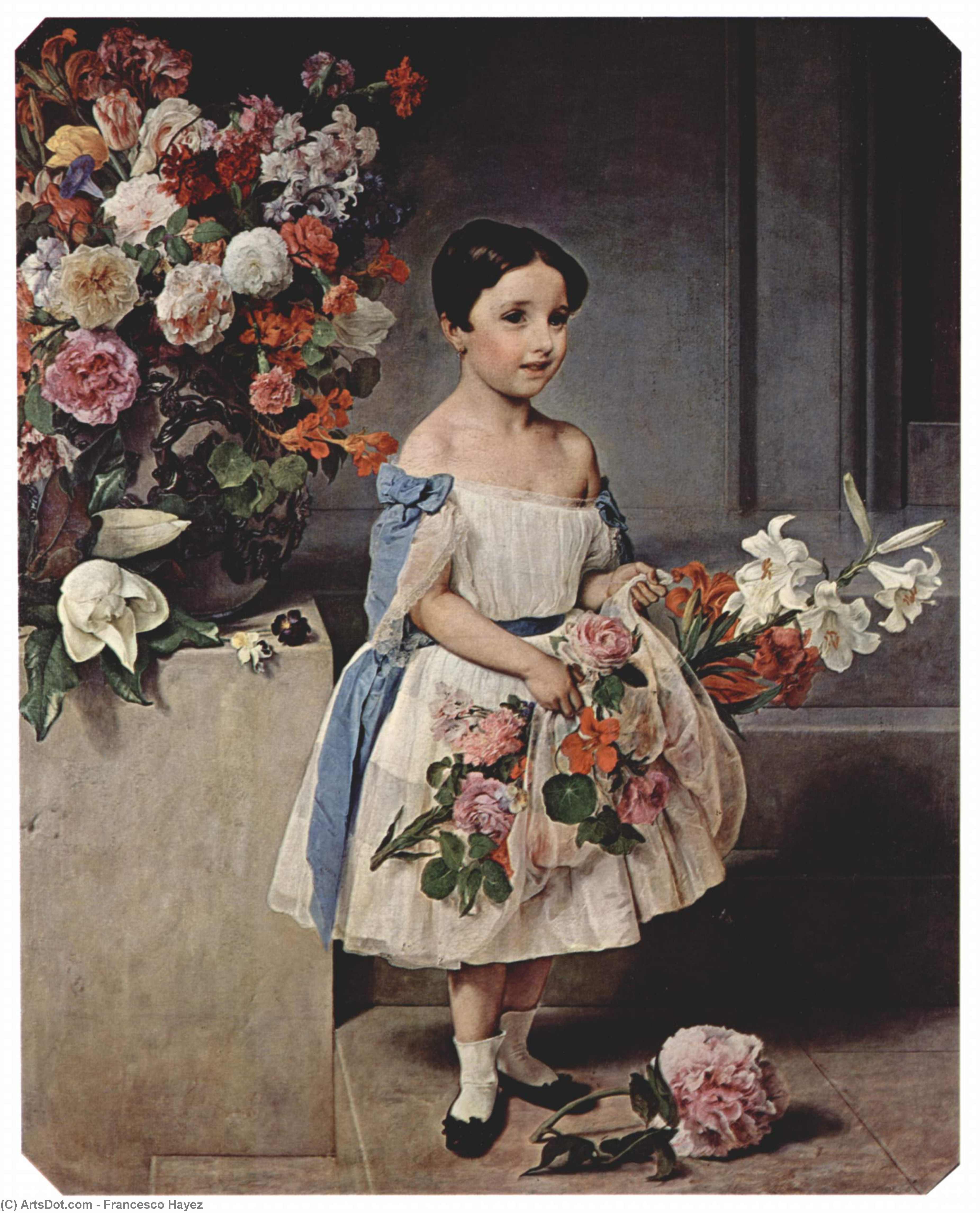 Wikioo.org - The Encyclopedia of Fine Arts - Painting, Artwork by Francesco Hayez - Portrait of Antoniet Negroni Prati Morosini as child