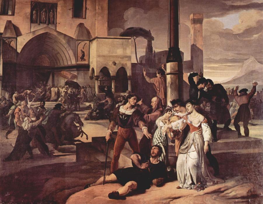 Wikioo.org – L'Enciclopedia delle Belle Arti - Pittura, Opere di Francesco Hayez - Serate siciliane pittura serie scena  1