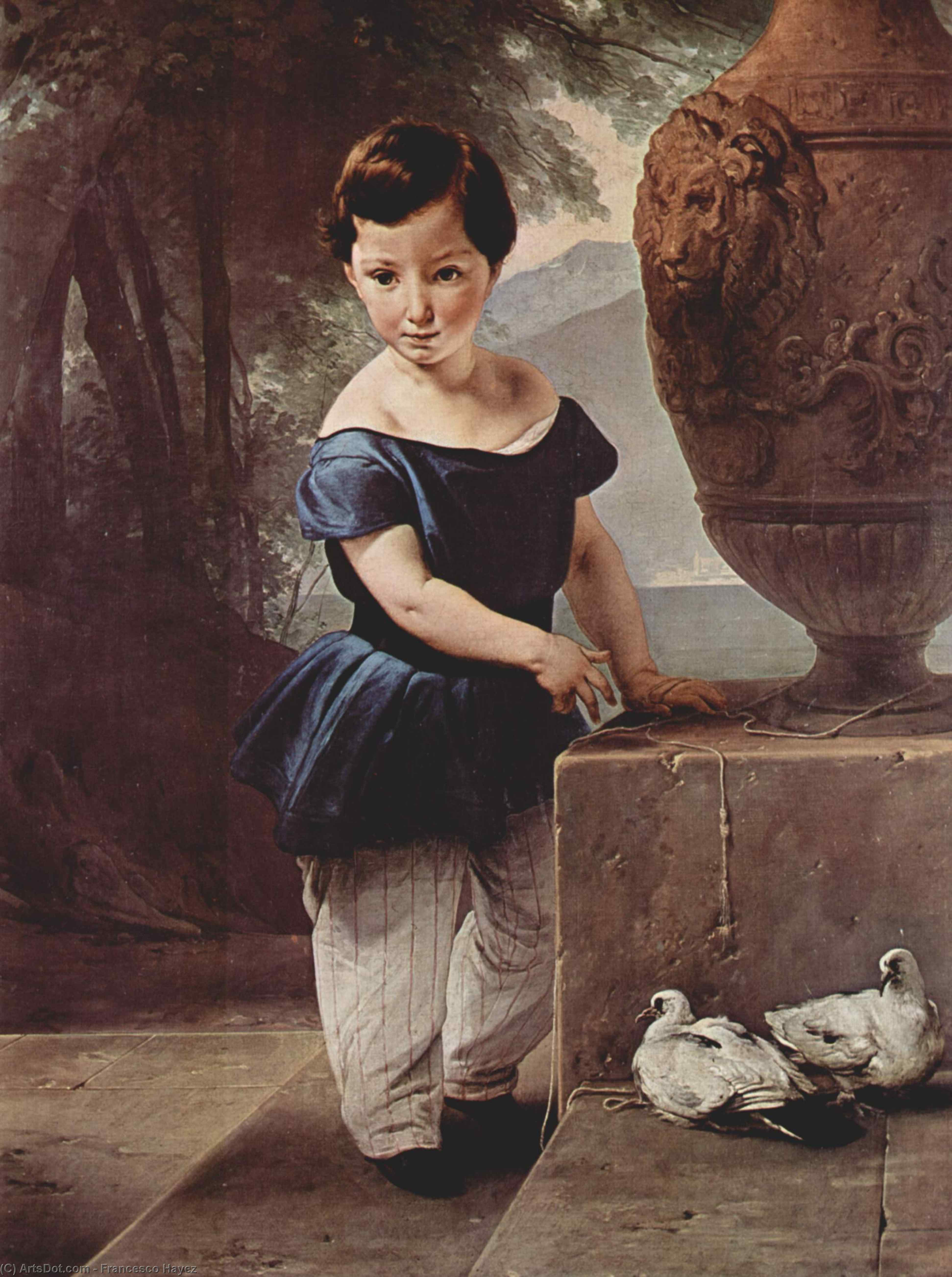 Wikoo.org - موسوعة الفنون الجميلة - اللوحة، العمل الفني Francesco Hayez - Portrait of Don Giulio Vigoni as a child