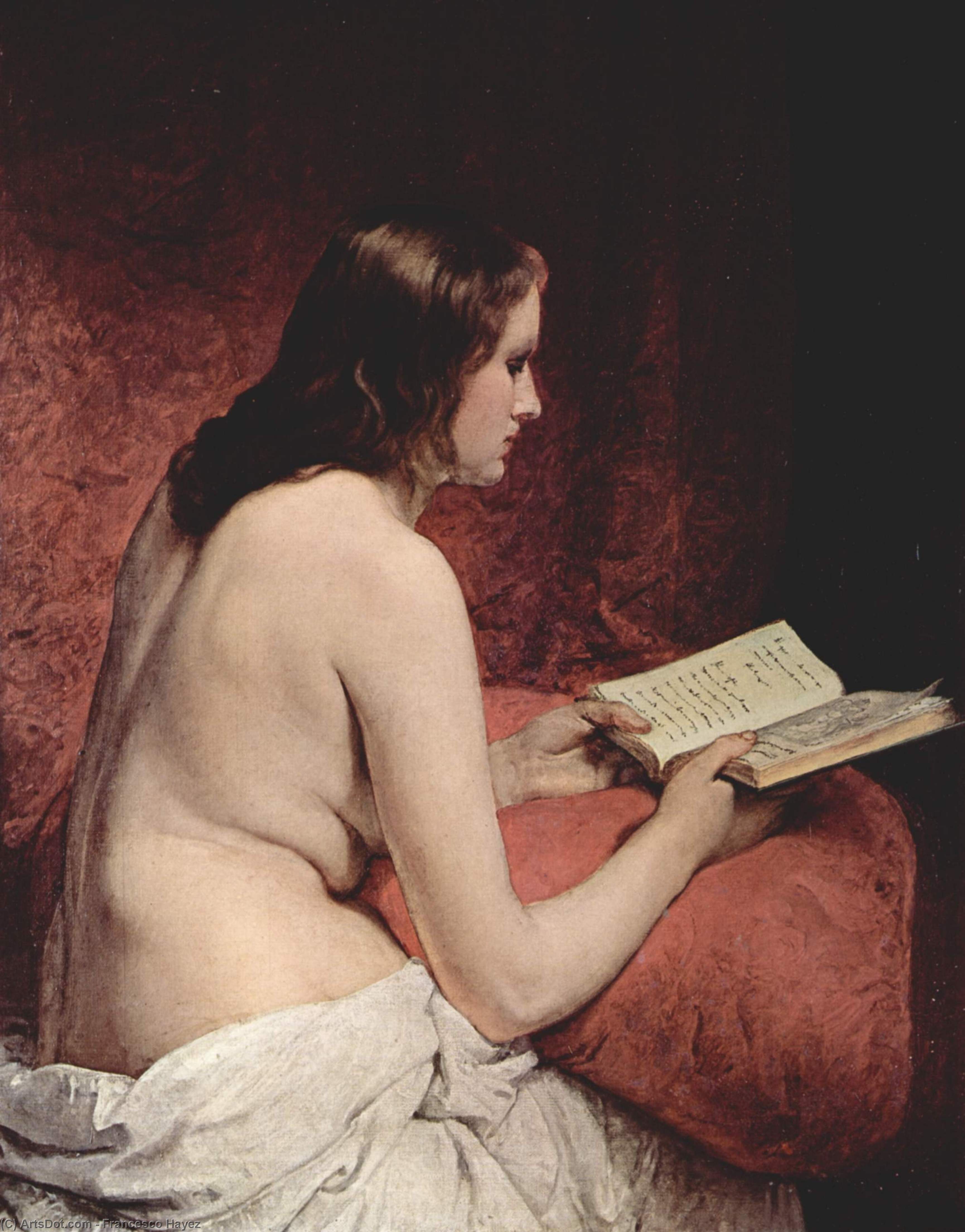 Wikioo.org – La Enciclopedia de las Bellas Artes - Pintura, Obras de arte de Francesco Hayez - odalisca con libro