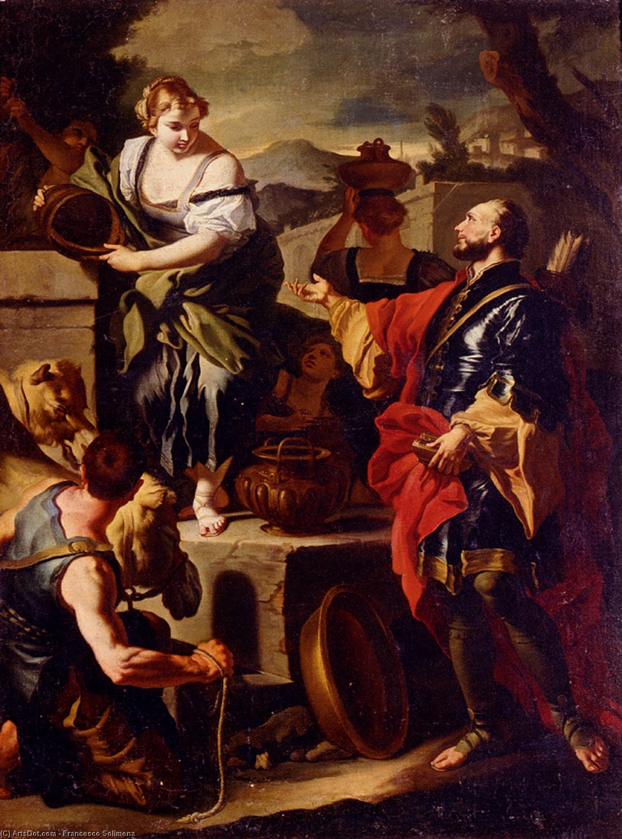 Wikioo.org - The Encyclopedia of Fine Arts - Painting, Artwork by Francesco Solimena - Rebecca and Eliezer at the Well