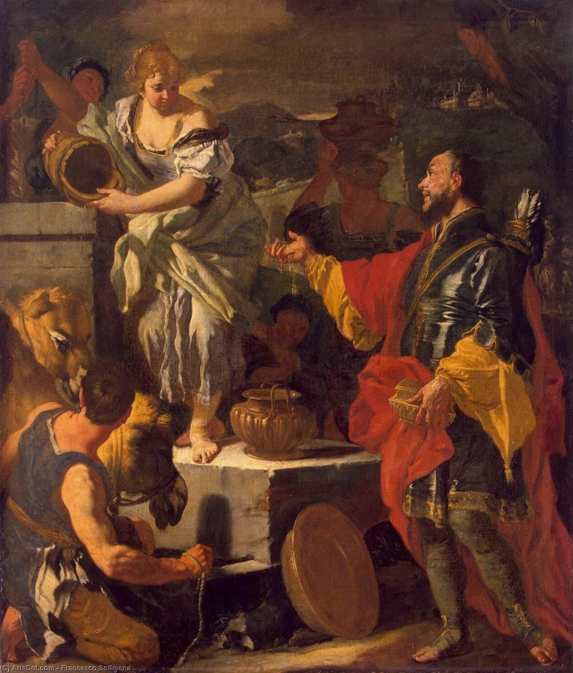 Wikioo.org - The Encyclopedia of Fine Arts - Painting, Artwork by Francesco Solimena - Rebecca Leaving Her Father’s House