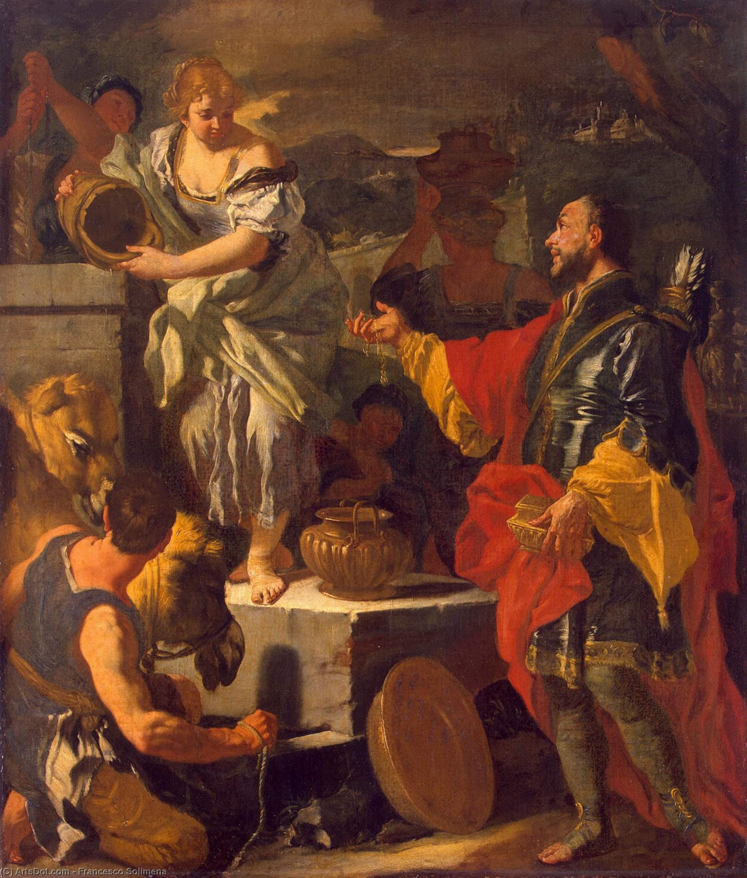 WikiOO.org - Enciklopedija dailės - Tapyba, meno kuriniai Francesco Solimena - Rebecca and the Servant of Abraham