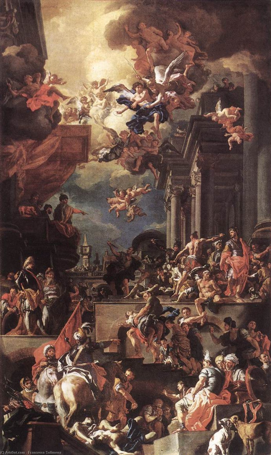 WikiOO.org – 美術百科全書 - 繪畫，作品 Francesco Solimena - 在朱斯蒂尼亚尼的大屠杀在希俄斯