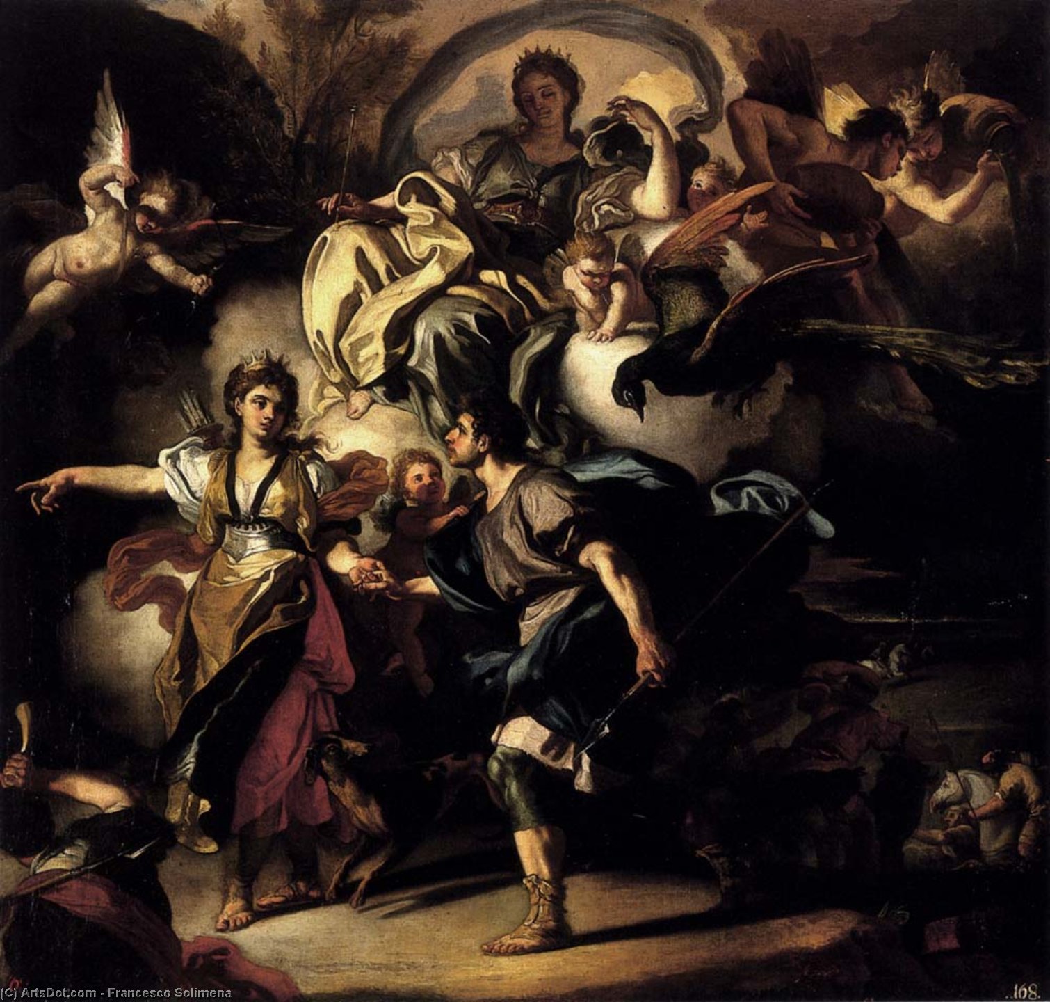 Wikioo.org – L'Encyclopédie des Beaux Arts - Peinture, Oeuvre de Francesco Solimena - La Chasse royale de Didon et Enée
