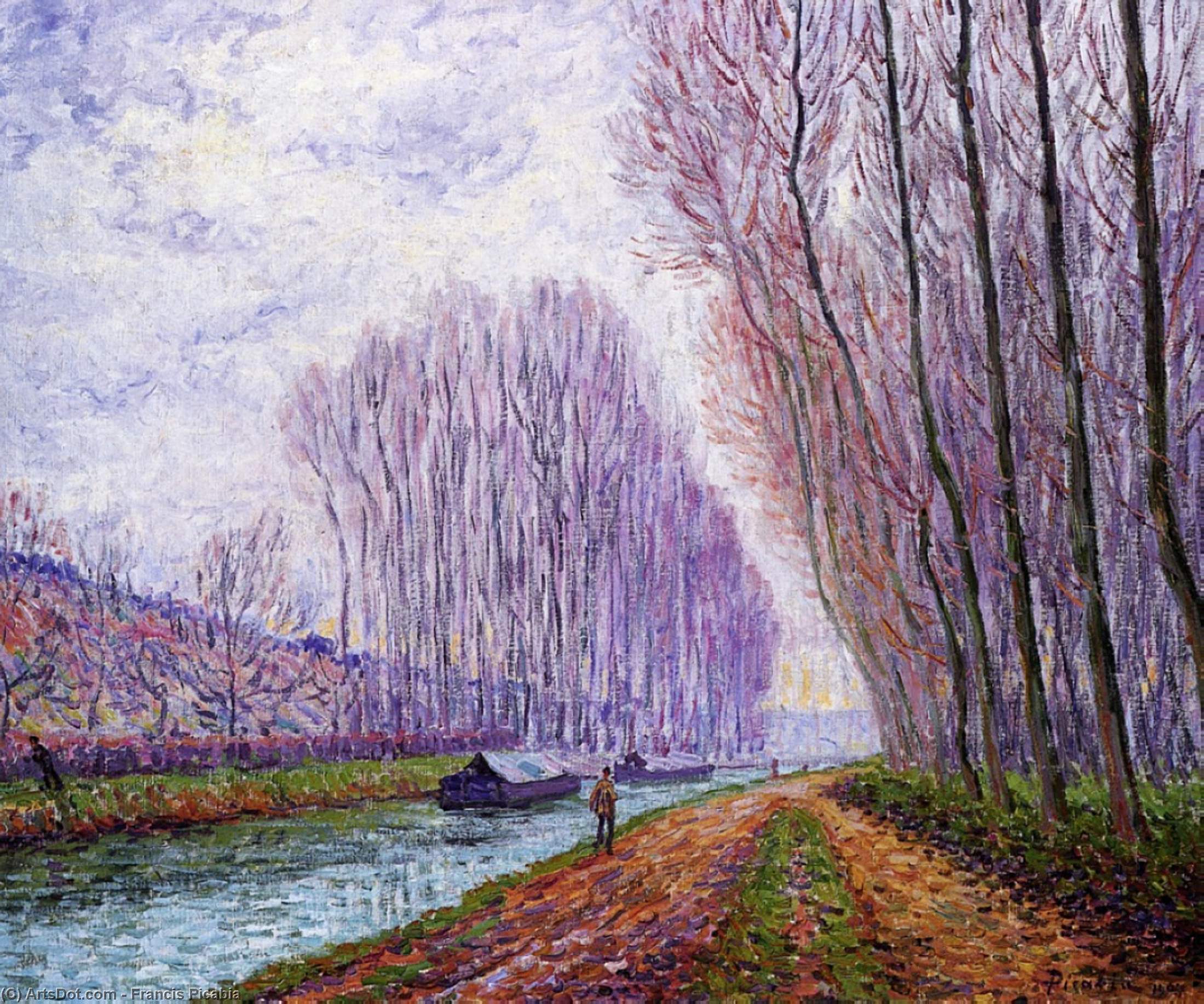 Wikioo.org - The Encyclopedia of Fine Arts - Painting, Artwork by Francis Picabia - Barges on the Loing, Morning Effect