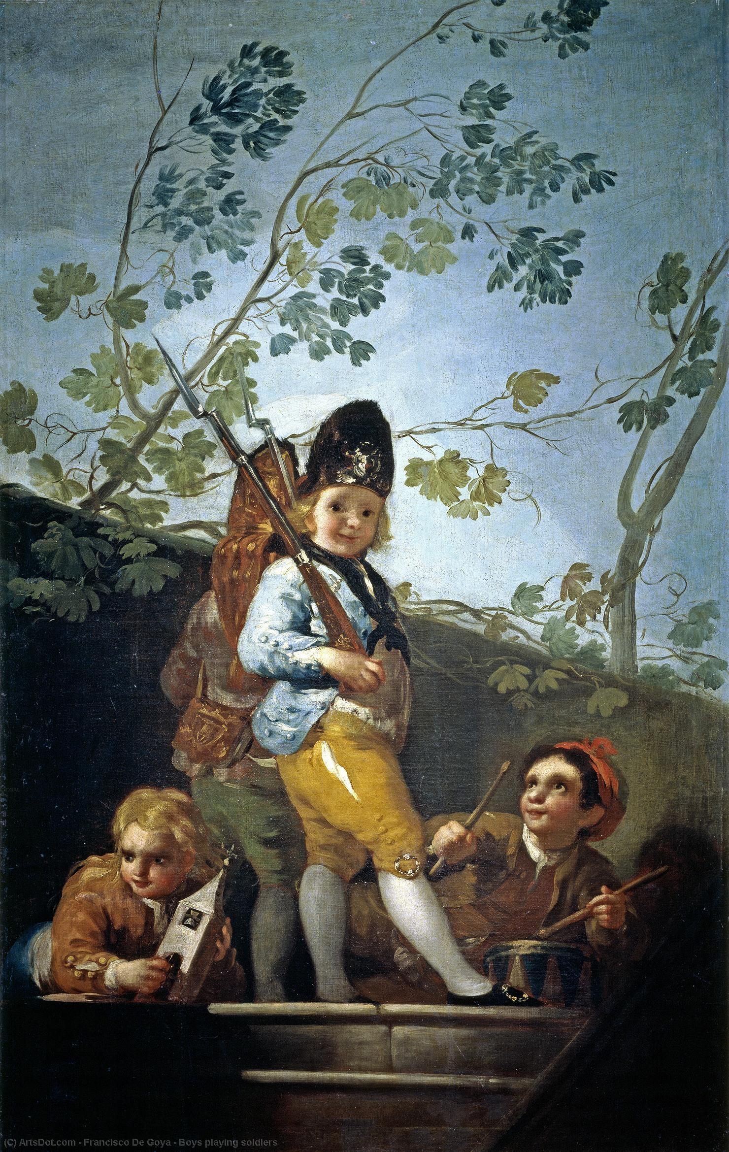 Wikoo.org - موسوعة الفنون الجميلة - اللوحة، العمل الفني Francisco De Goya - Boys playing soldiers