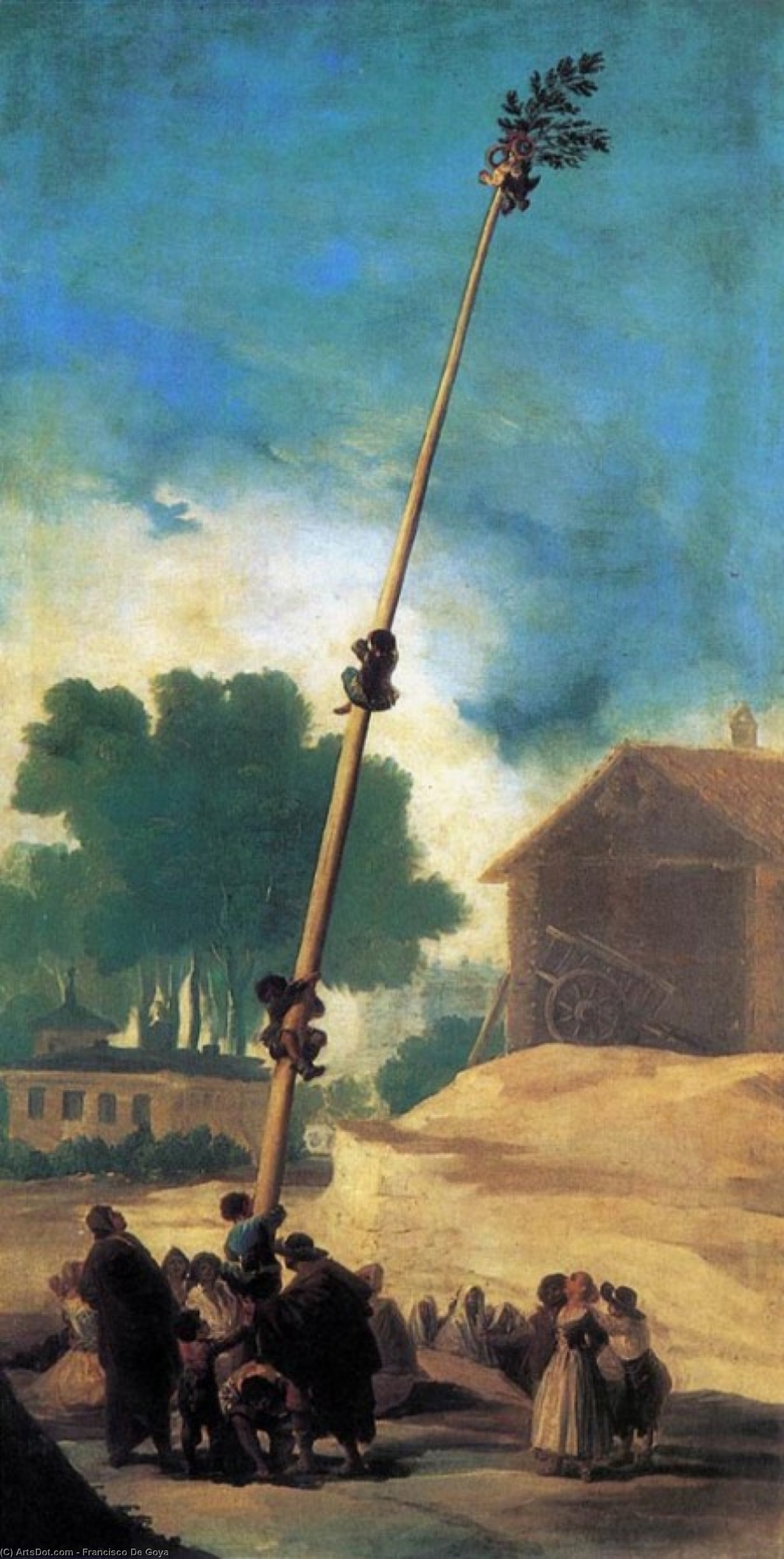Wikioo.org – La Enciclopedia de las Bellas Artes - Pintura, Obras de arte de Francisco De Goya - El poste grasiento