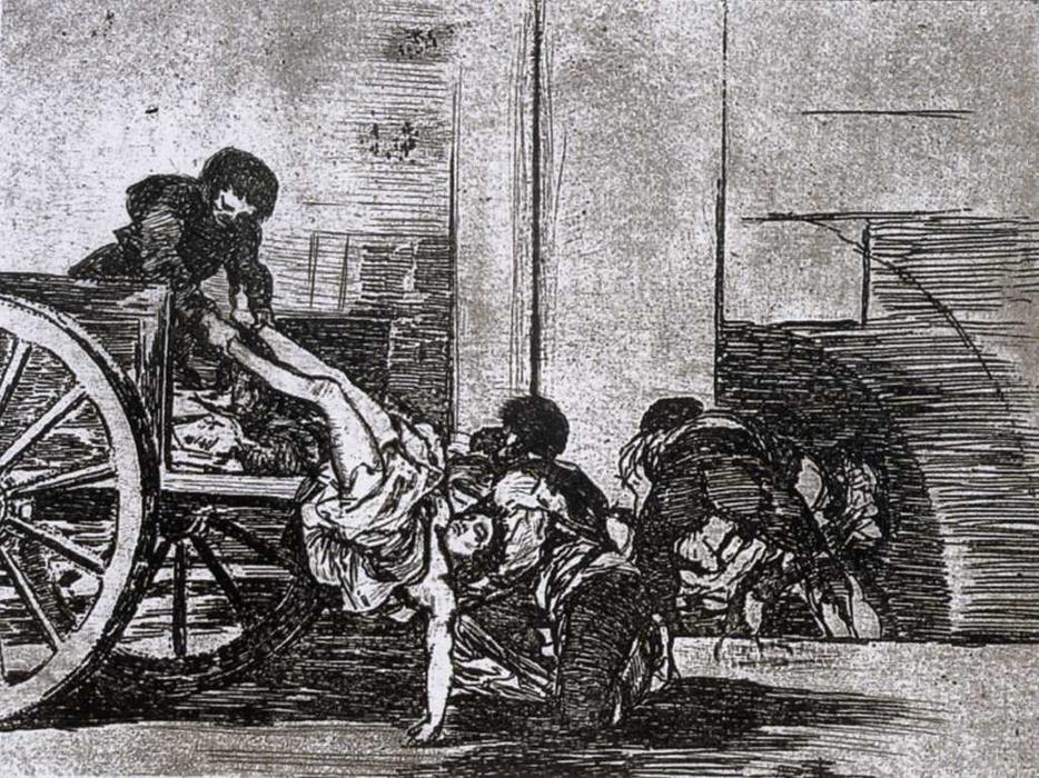 WikiOO.org - Encyclopedia of Fine Arts - Målning, konstverk Francisco De Goya - Cartloads to the cemetery