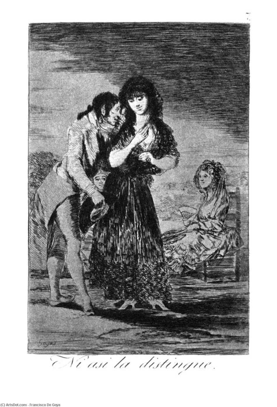 Wikioo.org - The Encyclopedia of Fine Arts - Painting, Artwork by Francisco De Goya - Even so he cannot make her out