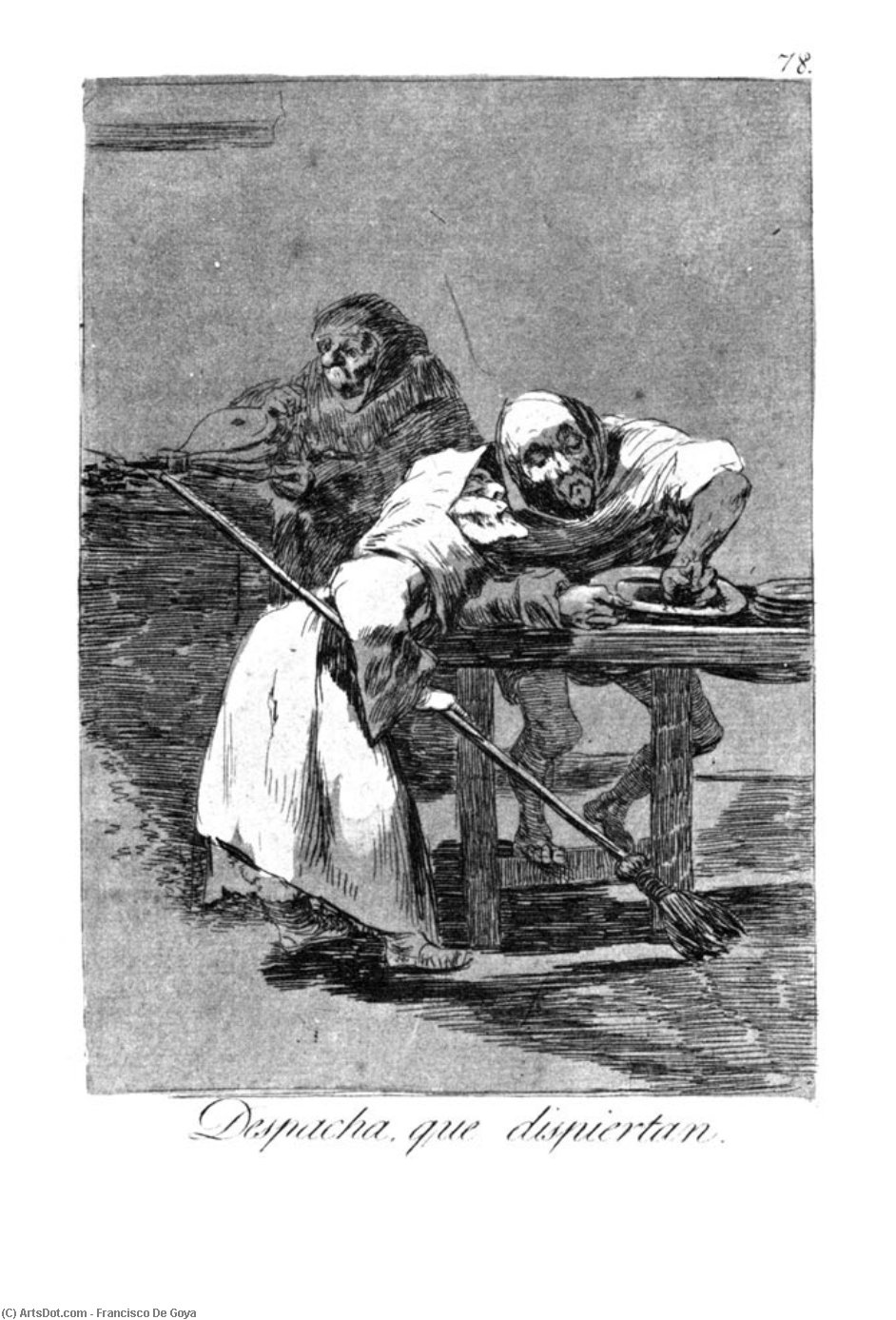 WikiOO.org - Энциклопедия изобразительного искусства - Живопись, Картины  Francisco De Goya - Быть быстрым что им  находятся  Бодрствующий  наверх