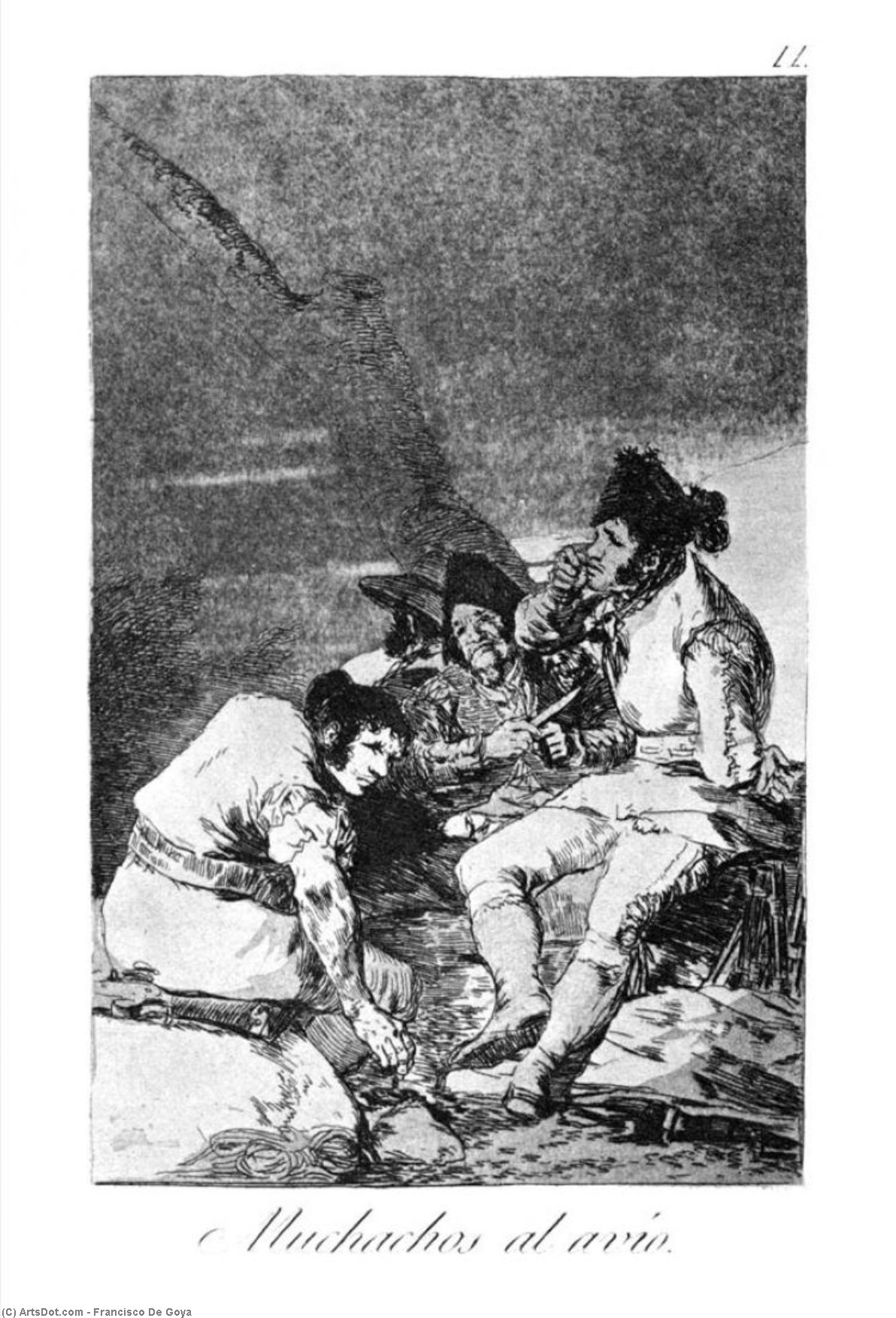 Wikioo.org - The Encyclopedia of Fine Arts - Painting, Artwork by Francisco De Goya - Lads getting on with the job