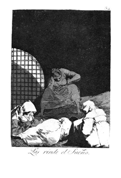 Wikioo.org – La Enciclopedia de las Bellas Artes - Pintura, Obras de arte de Francisco De Goya - El sueño los vence