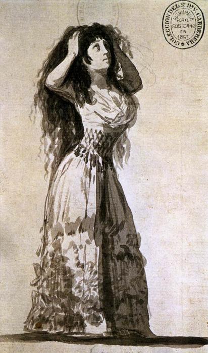 Wikioo.org - The Encyclopedia of Fine Arts - Painting, Artwork by Francisco De Goya - The Duchess of Alba Arranging her Hair