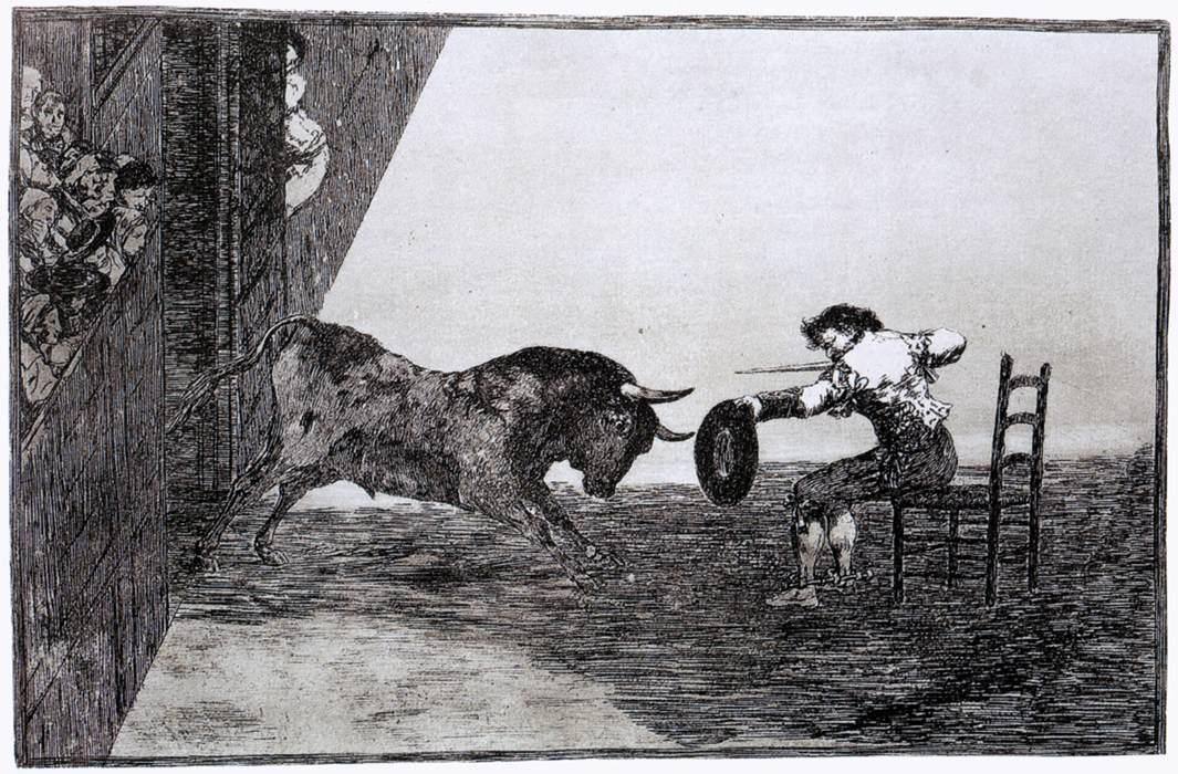 Wikioo.org – La Enciclopedia de las Bellas Artes - Pintura, Obras de arte de Francisco De Goya - la valentía de martincho en el anillo de saragassa