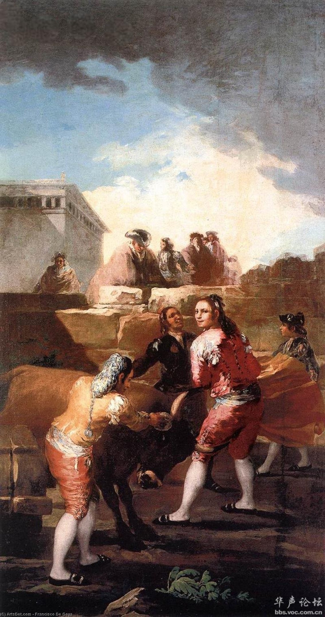 Wikioo.org - The Encyclopedia of Fine Arts - Painting, Artwork by Francisco De Goya - Fight with a young bull