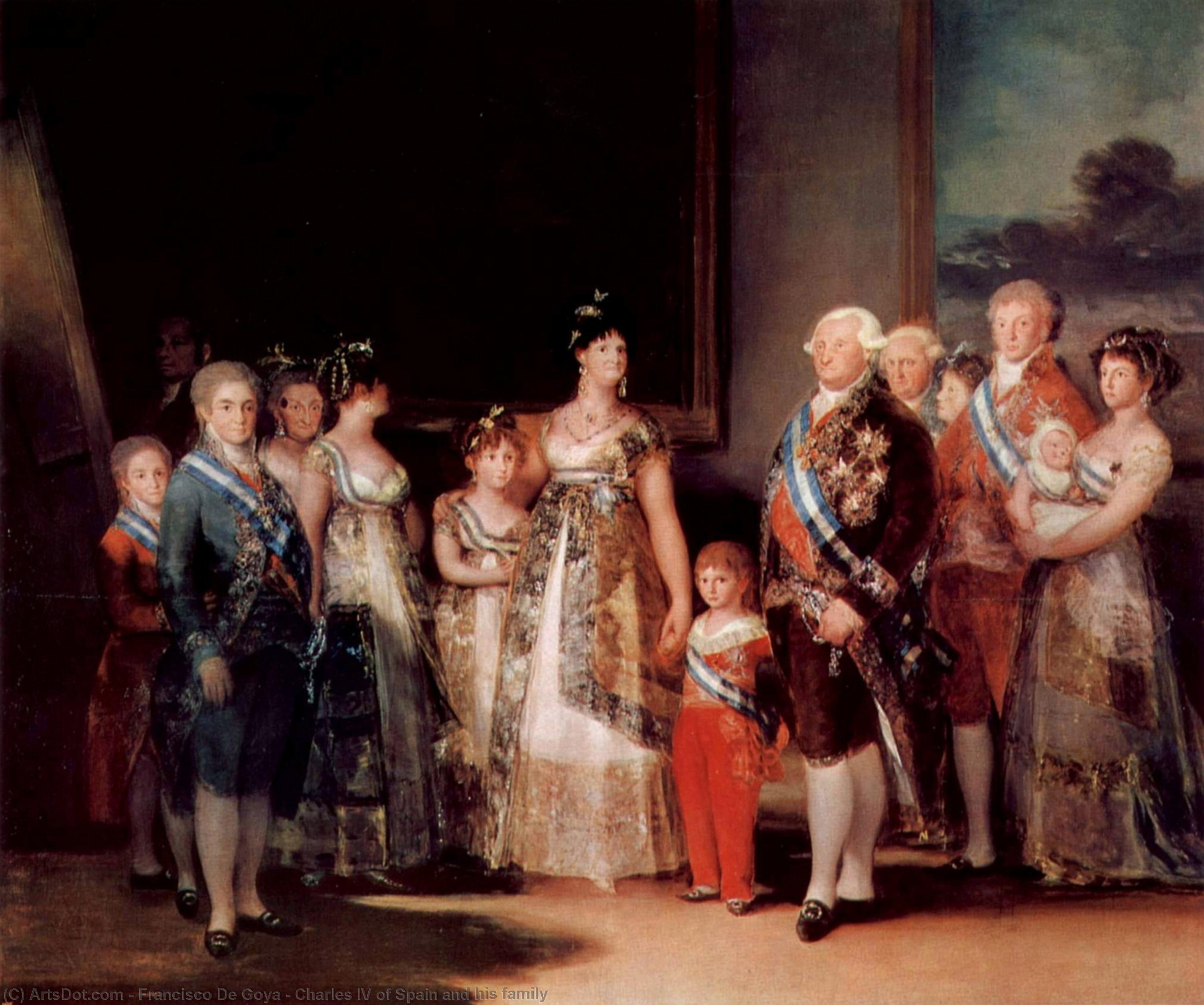Wikoo.org - موسوعة الفنون الجميلة - اللوحة، العمل الفني Francisco De Goya - Charles IV of Spain and his family