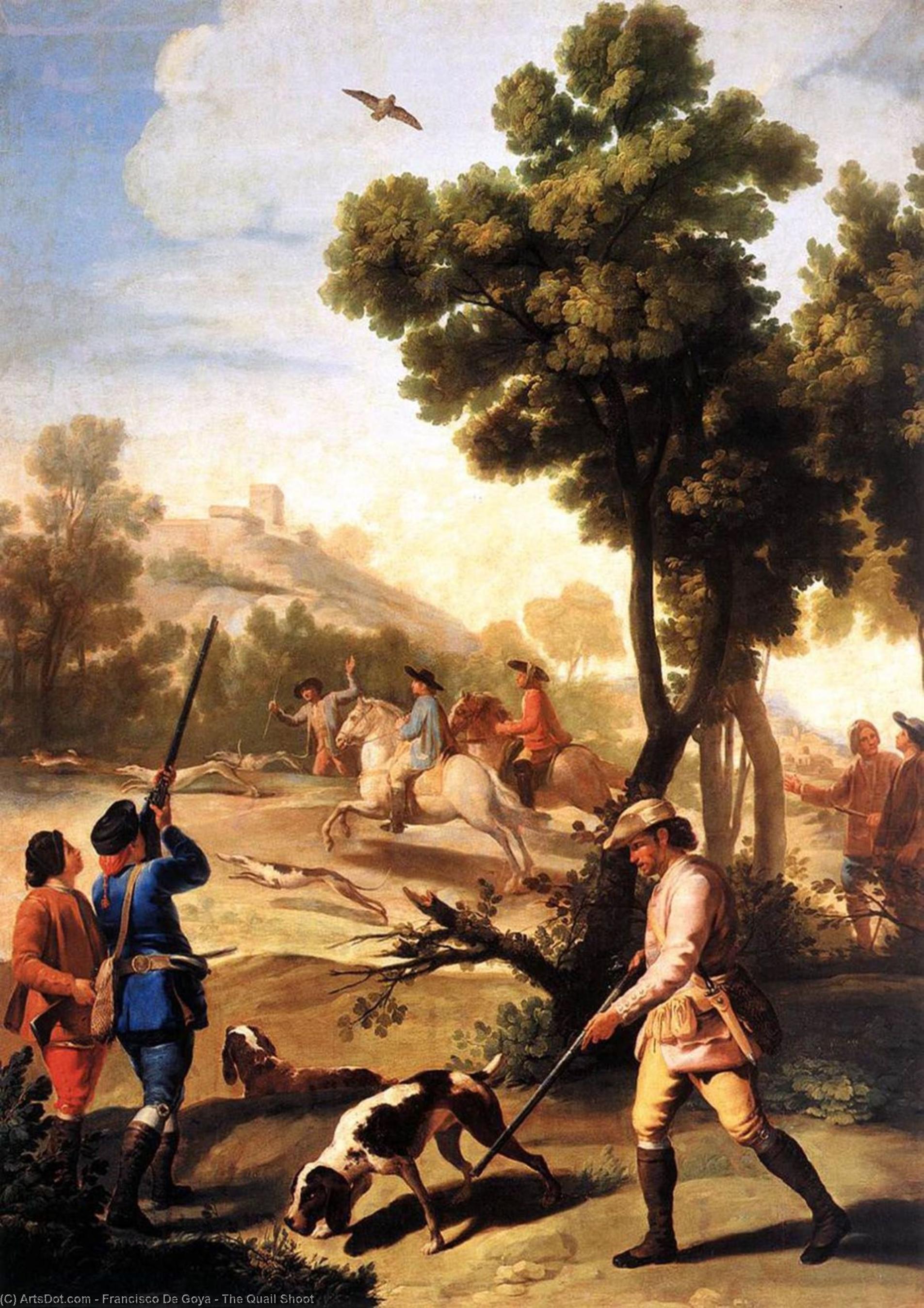 Wikioo.org – La Enciclopedia de las Bellas Artes - Pintura, Obras de arte de Francisco De Goya - The Shoot Codorniz