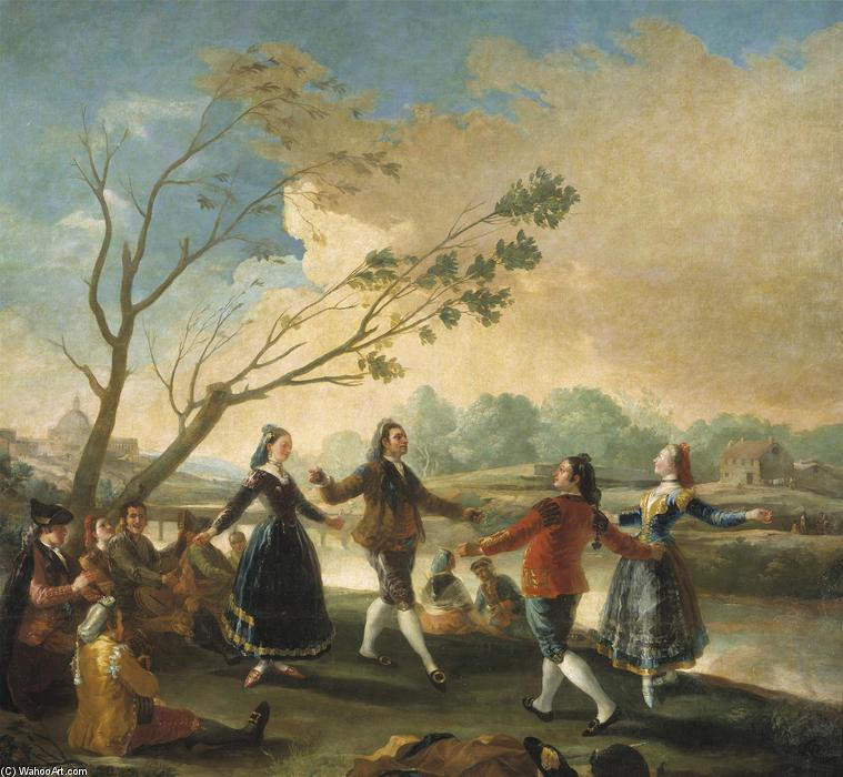 WikiOO.org - 百科事典 - 絵画、アートワーク Francisco De Goya - マンサナレスの銀行でmajosのダンス