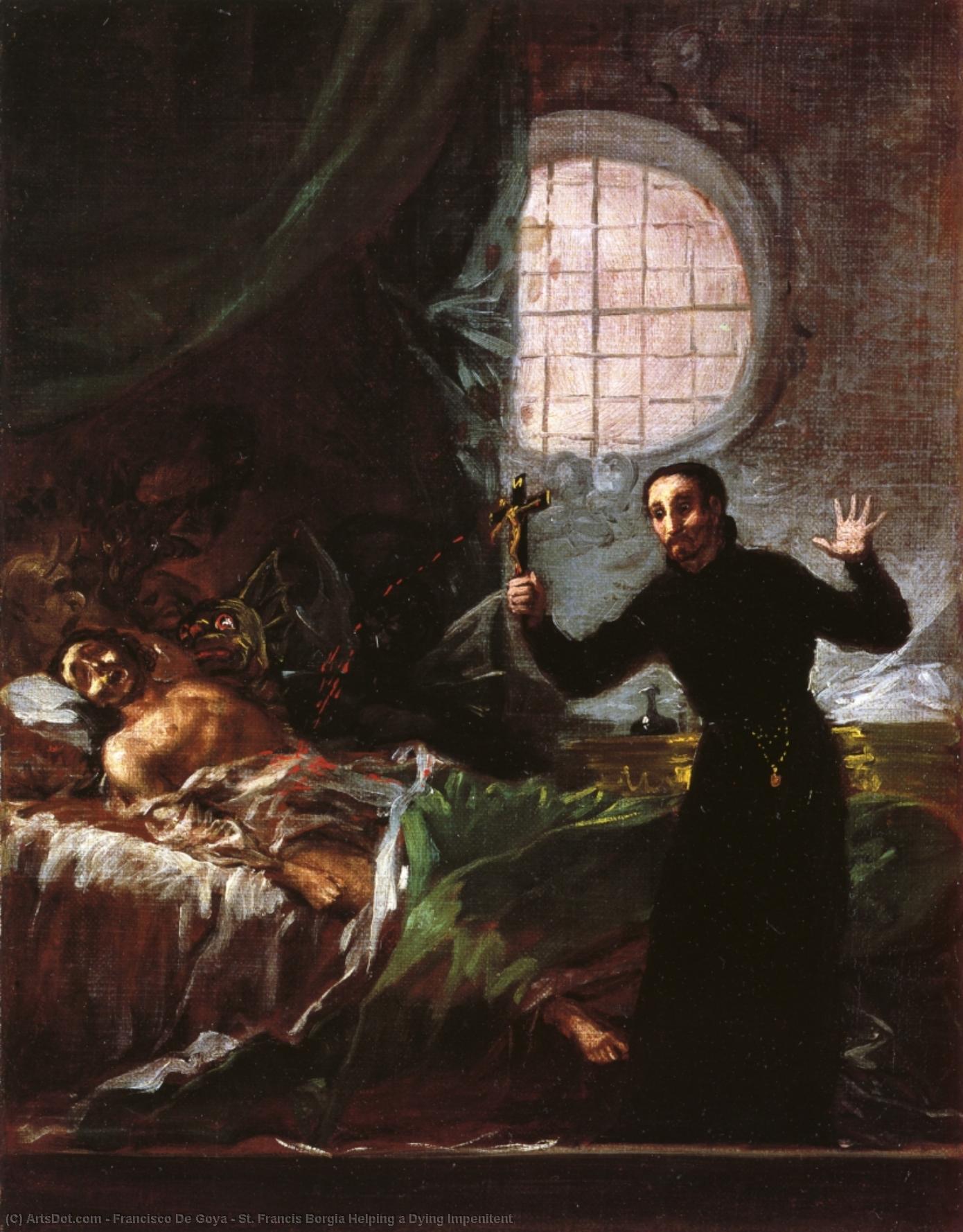 Wikioo.org – La Enciclopedia de las Bellas Artes - Pintura, Obras de arte de Francisco De Goya - San . francisco de borja Ración un Morir Impenitente