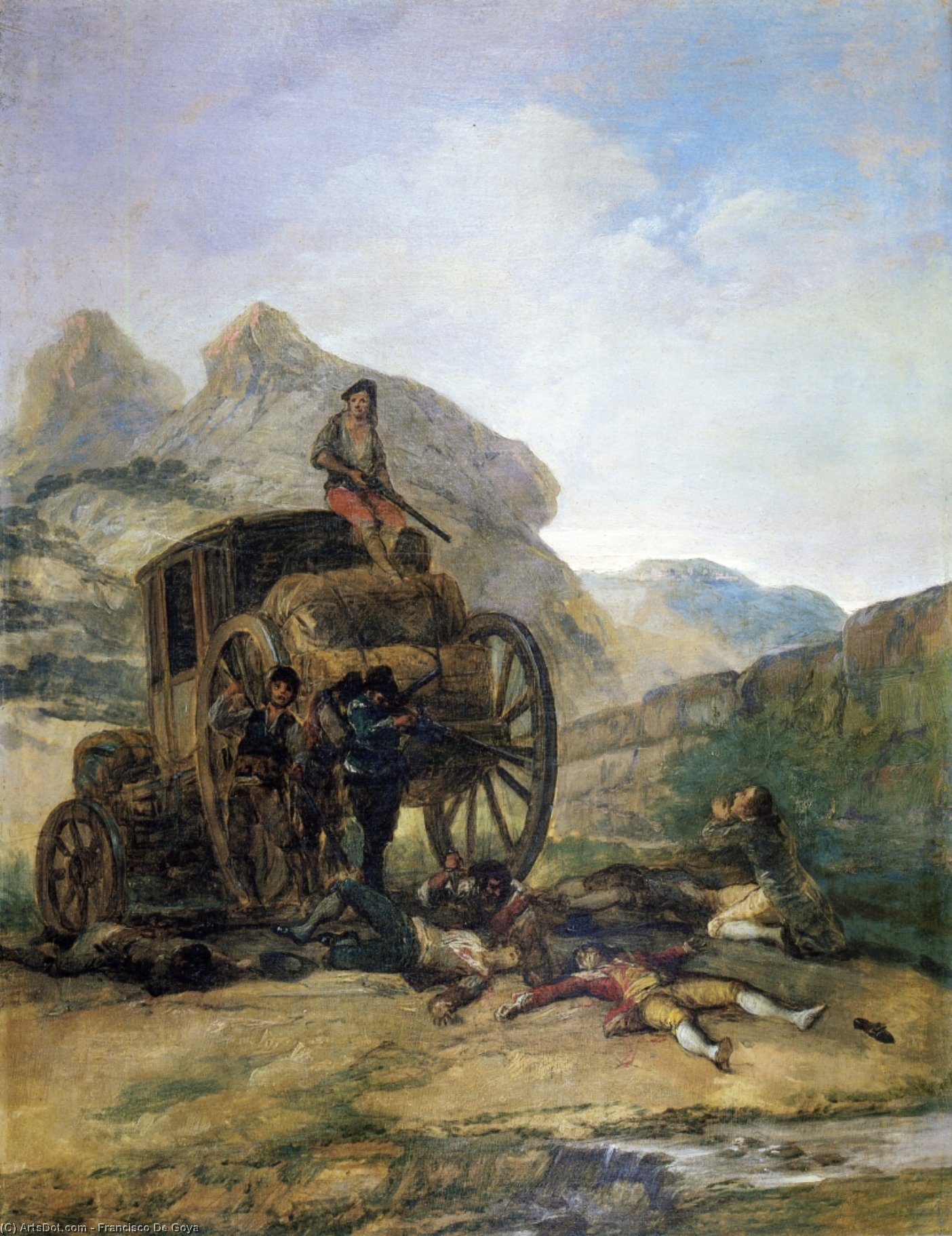 Wikoo.org - موسوعة الفنون الجميلة - اللوحة، العمل الفني Francisco De Goya - Attack on a Coach