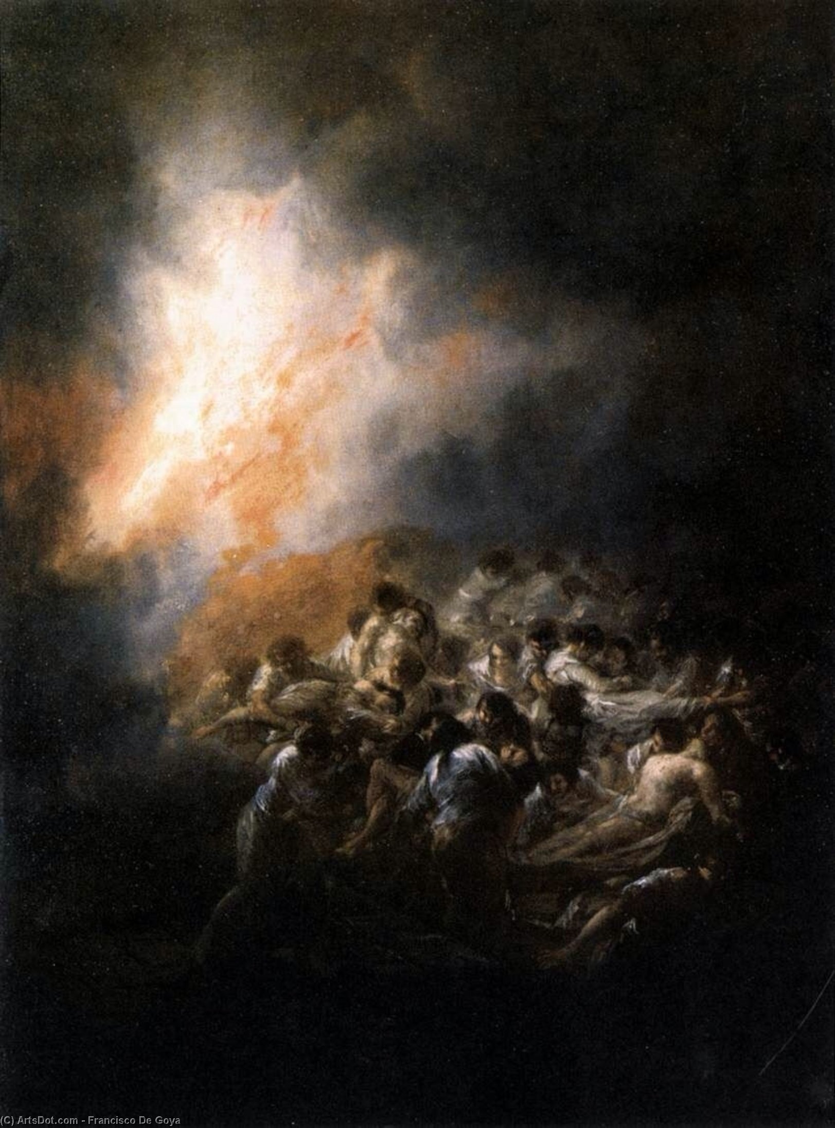 Wikioo.org - The Encyclopedia of Fine Arts - Painting, Artwork by Francisco De Goya - Fire at Night