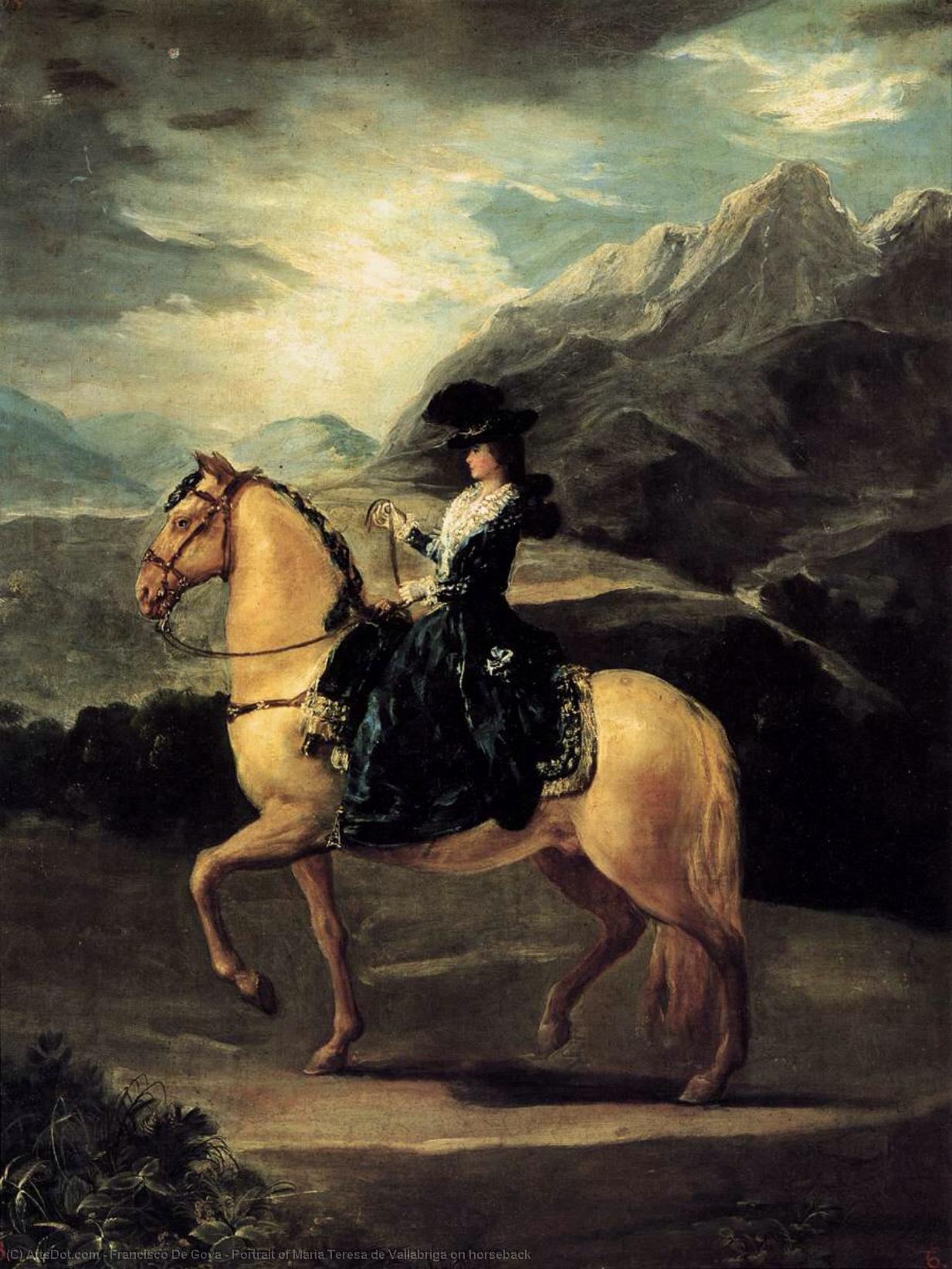 WikiOO.org - Enciclopedia of Fine Arts - Pictura, lucrări de artă Francisco De Goya - Portrait of Maria Teresa de Vallabriga on horseback