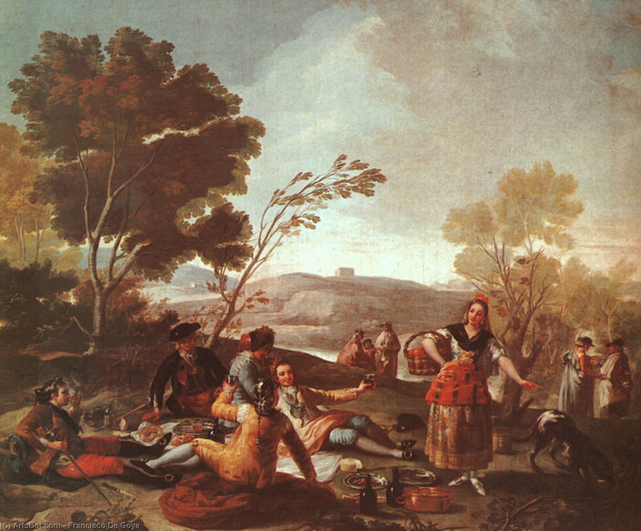 Wikioo.org – La Enciclopedia de las Bellas Artes - Pintura, Obras de arte de Francisco De Goya - Picnic en la ribera del Manzanares