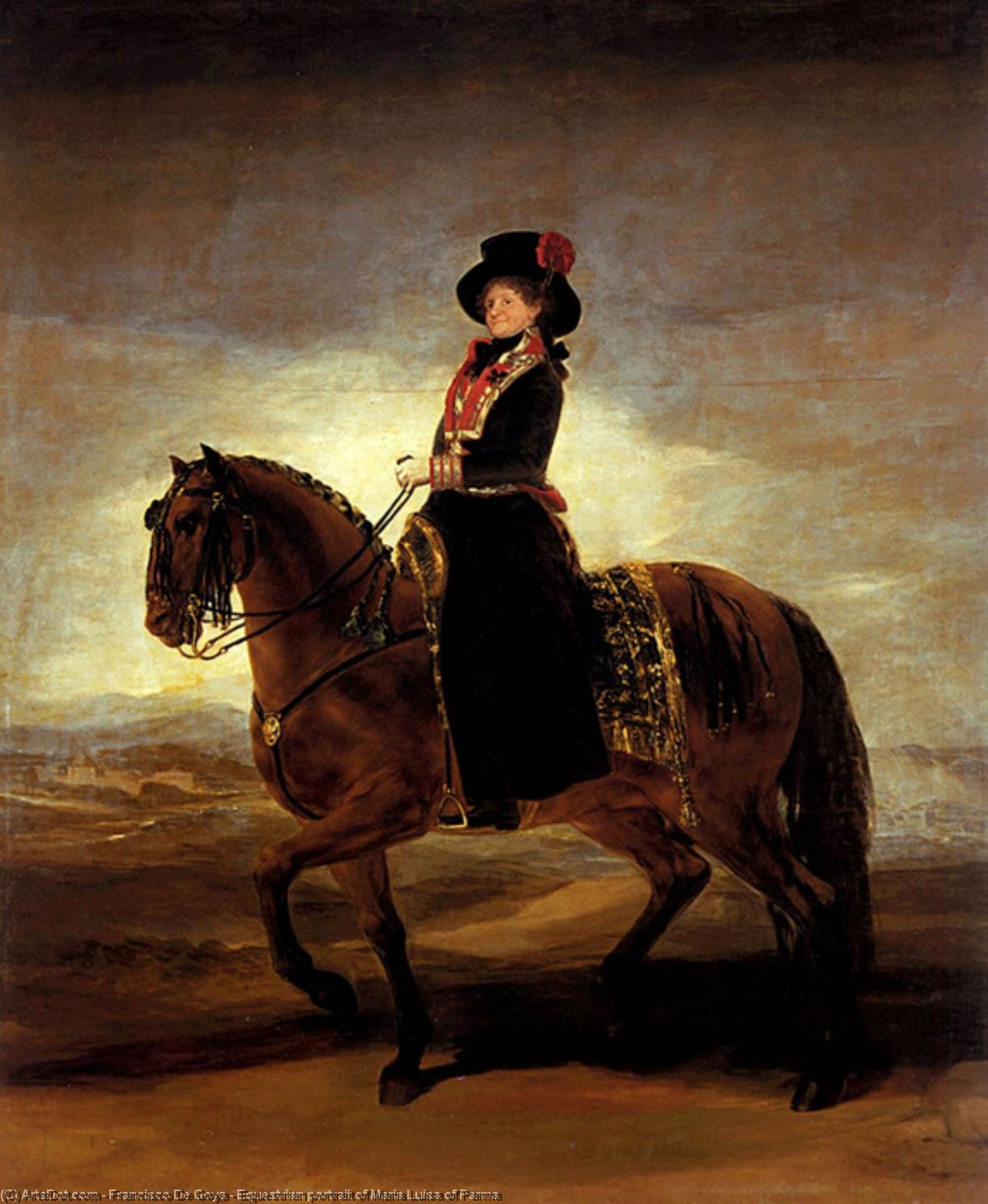 Wikioo.org - The Encyclopedia of Fine Arts - Painting, Artwork by Francisco De Goya - Equestrian portrait of Maria Luisa of Parma