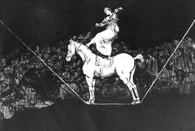 WikiOO.org - Encyclopedia of Fine Arts - Maalaus, taideteos Francisco De Goya - A circus queen timely Absurdity