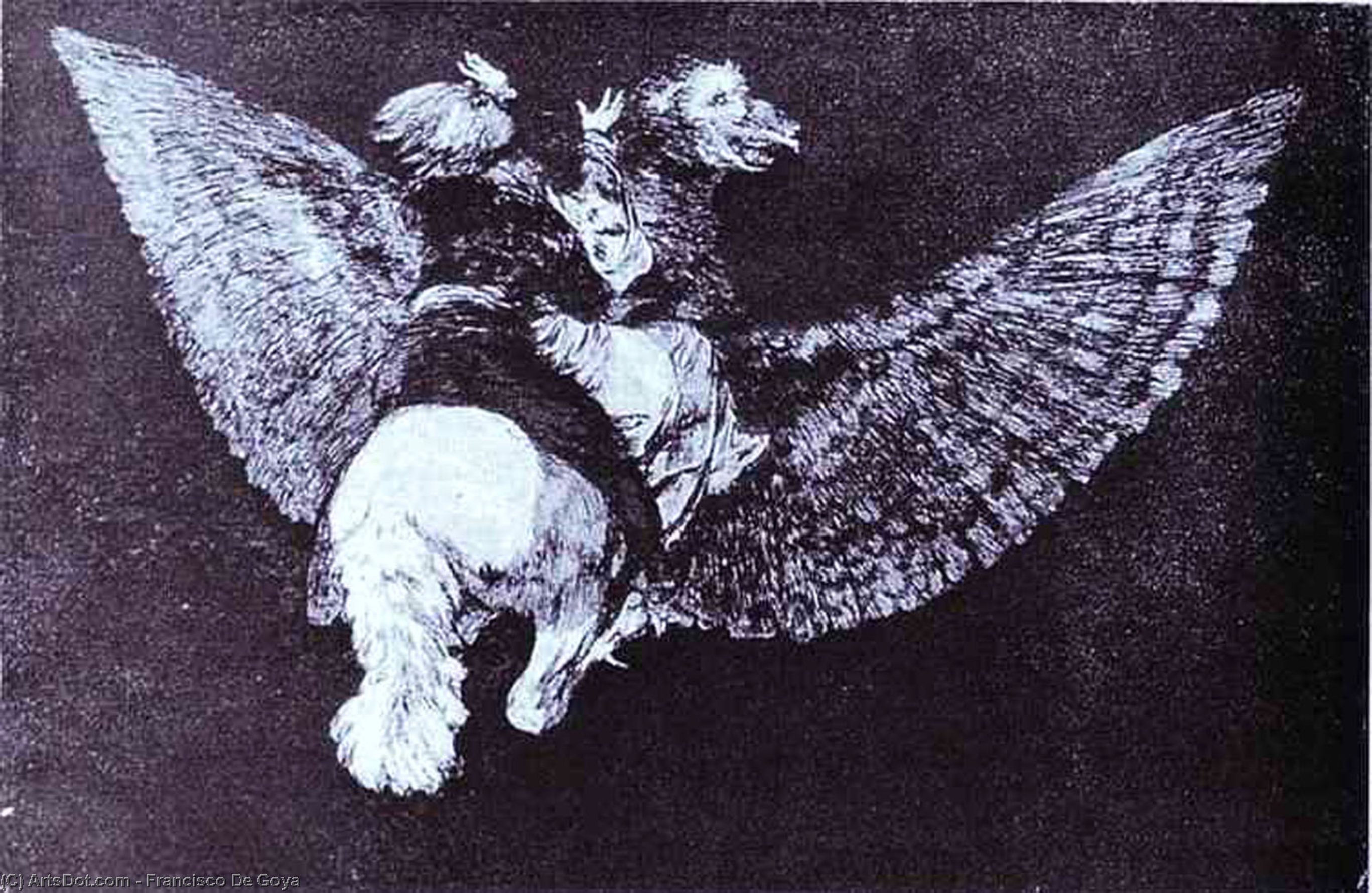Wikioo.org - The Encyclopedia of Fine Arts - Painting, Artwork by Francisco De Goya - Absurdity Flying