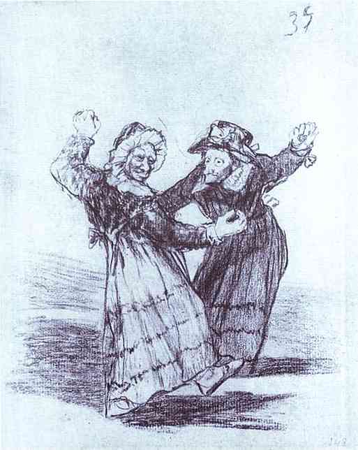 WikiOO.org - 백과 사전 - 회화, 삽화 Francisco De Goya - Two Dancing Old Friends