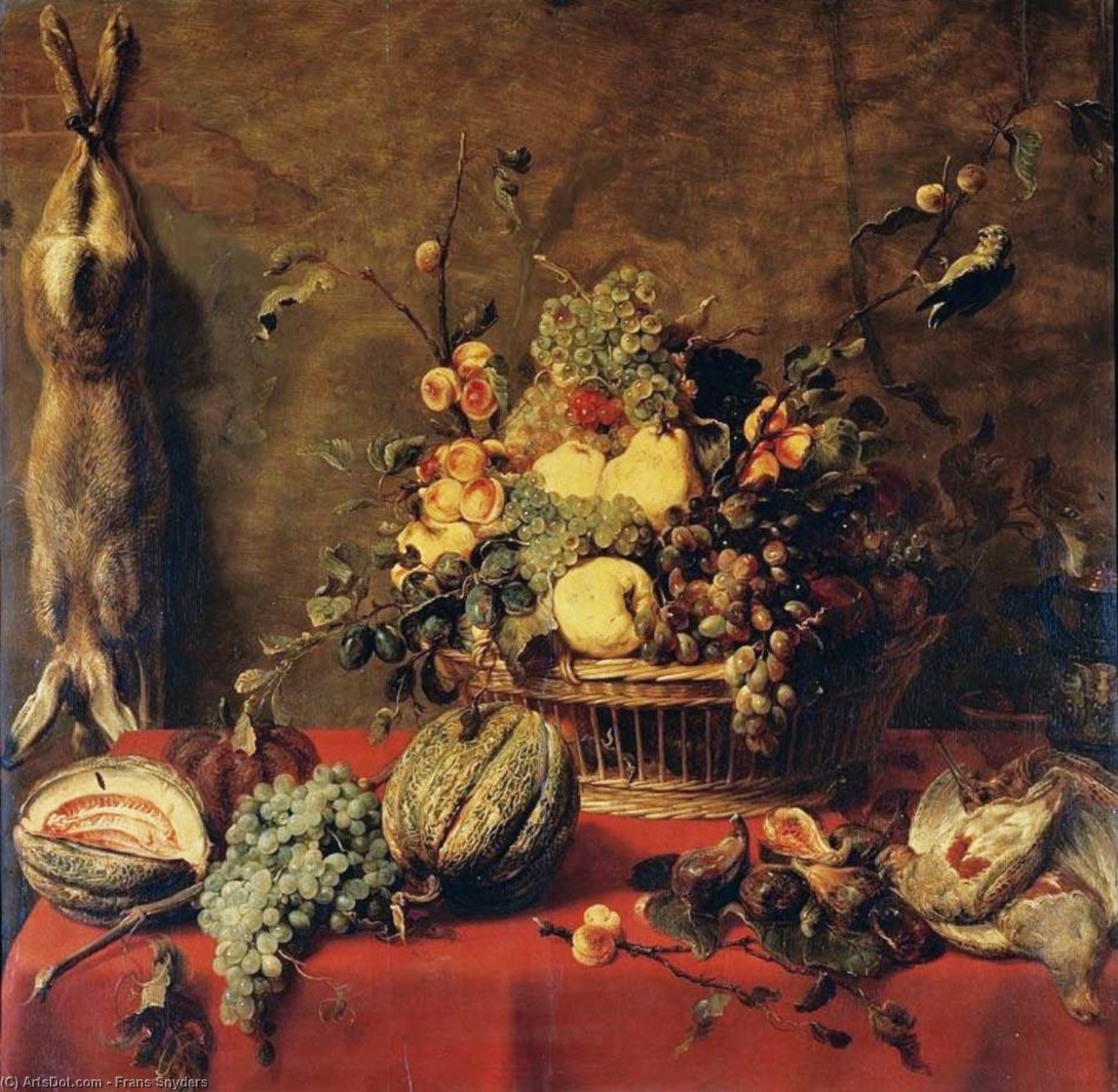 Wikioo.org - The Encyclopedia of Fine Arts - Painting, Artwork by Frans Snyders - Still Life of Fruit in a Basket