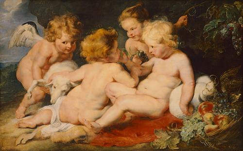 WikiOO.org - 百科事典 - 絵画、アートワーク Frans Snyders - キリスト と ジョン ザー バプティスト として 子供 そして二つ 天使
