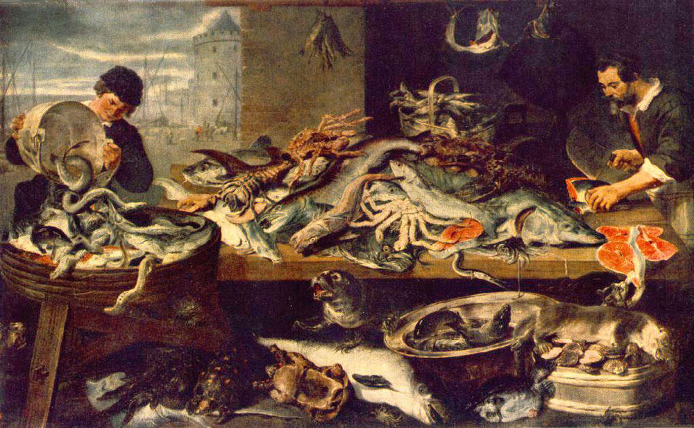 WikiOO.org - אנציקלופדיה לאמנויות יפות - ציור, יצירות אמנות Frans Snyders - Fish Shop