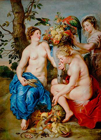 Wikioo.org - The Encyclopedia of Fine Arts - Painting, Artwork by Frans Snyders - Ceres with two nymphs