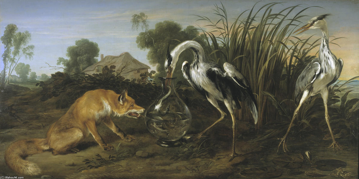 Wikoo.org - موسوعة الفنون الجميلة - اللوحة، العمل الفني Frans Snyders - Sable of the Fox and the Heron