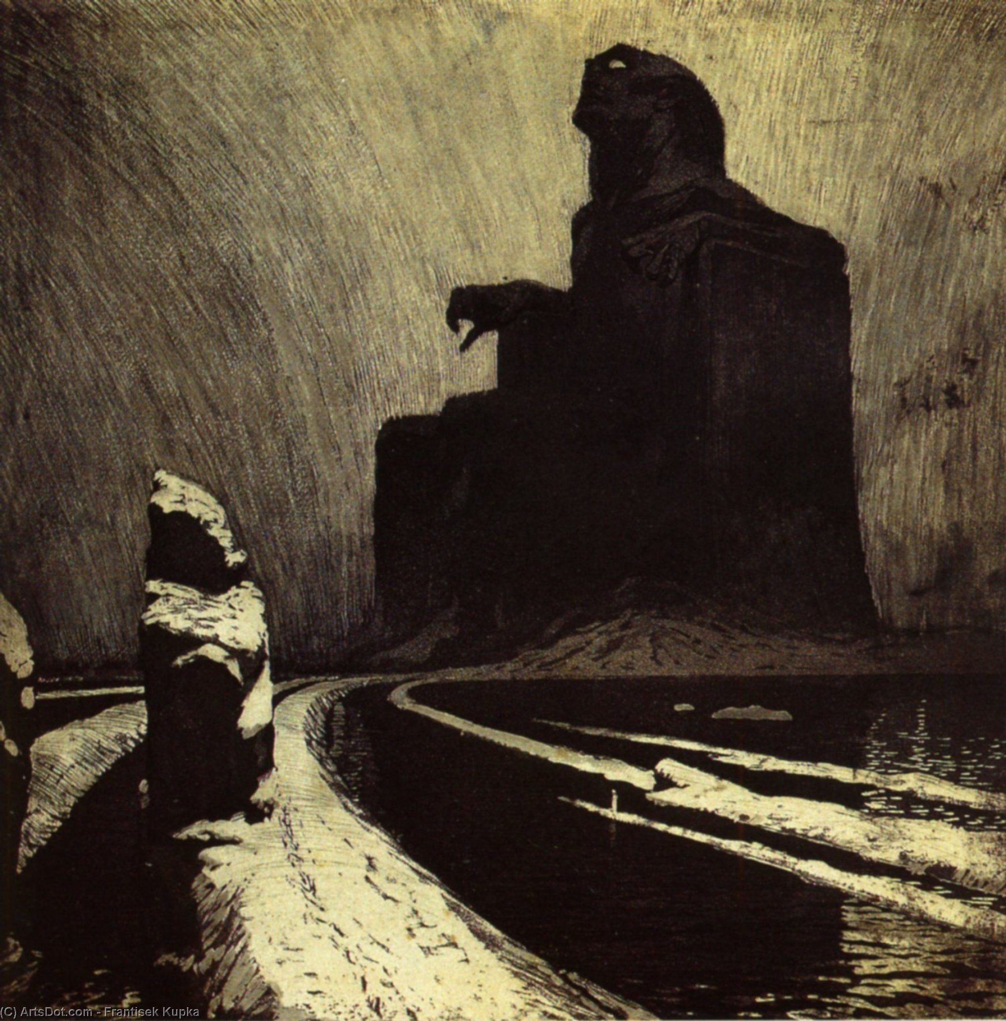 WikiOO.org - אנציקלופדיה לאמנויות יפות - ציור, יצירות אמנות Frantisek Kupka - The Black Idol (Resistance)
