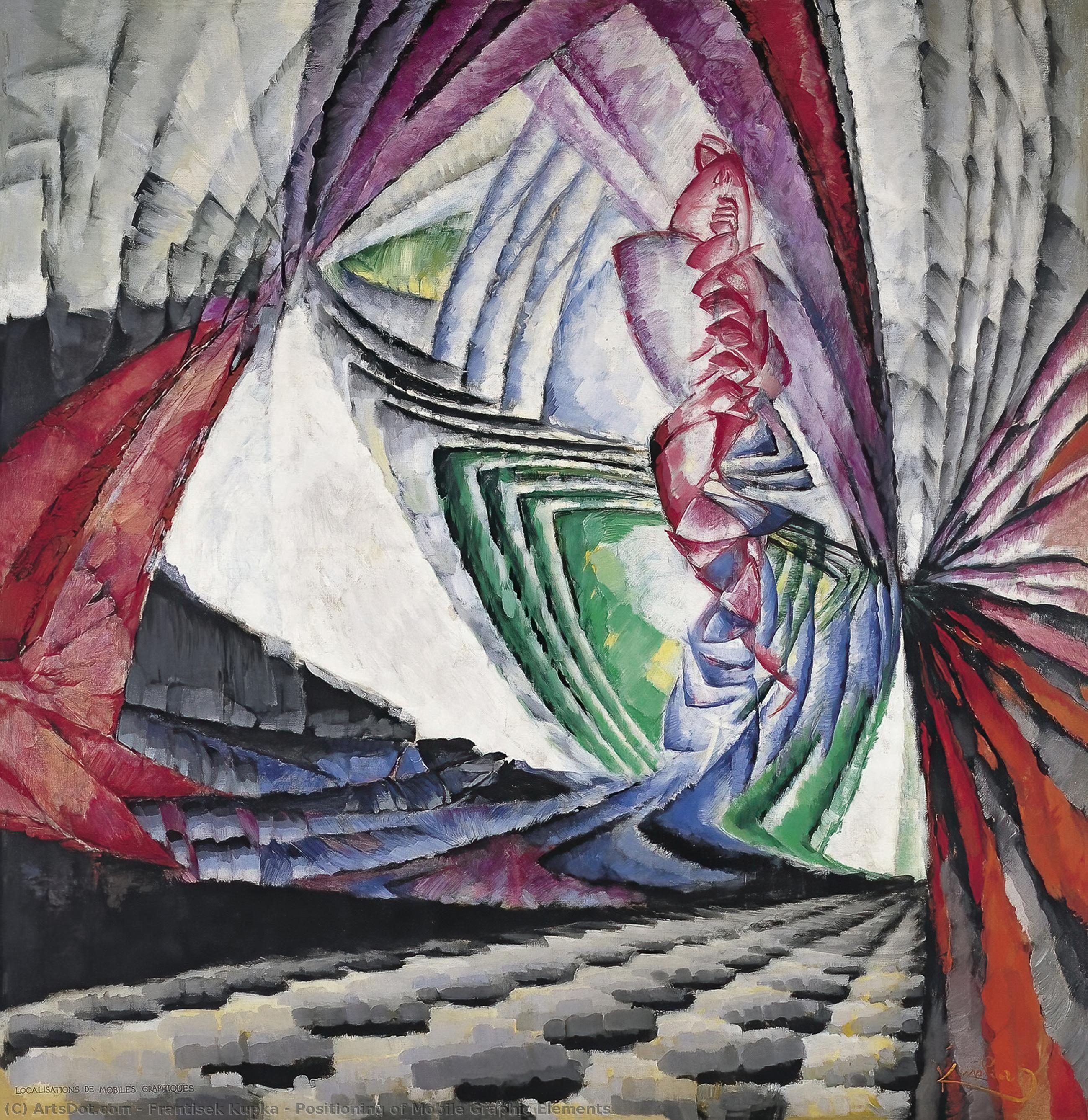 Wikioo.org - The Encyclopedia of Fine Arts - Painting, Artwork by Frantisek Kupka - Positioning of Mobile Graphic Elements